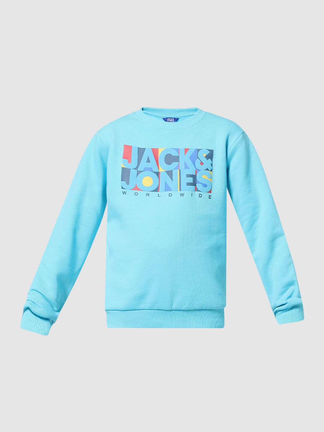 Light Blue Logo Text Print Sweatshirt