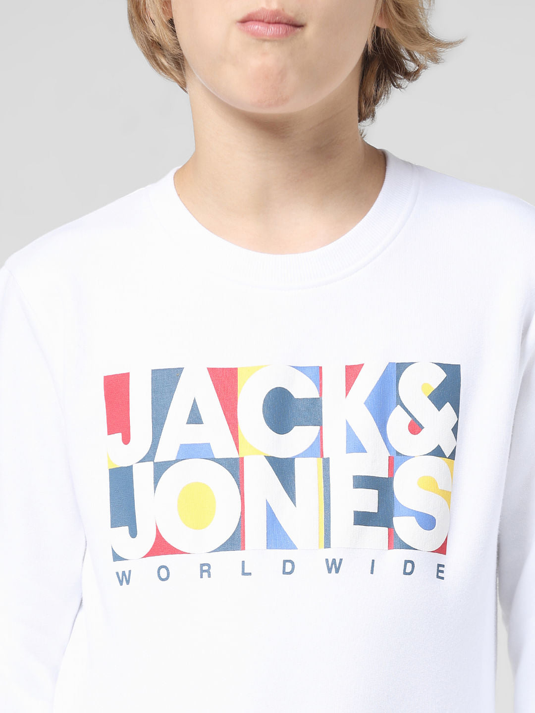 JUNIOR BOYS White Typographic Print Sweatshirt
