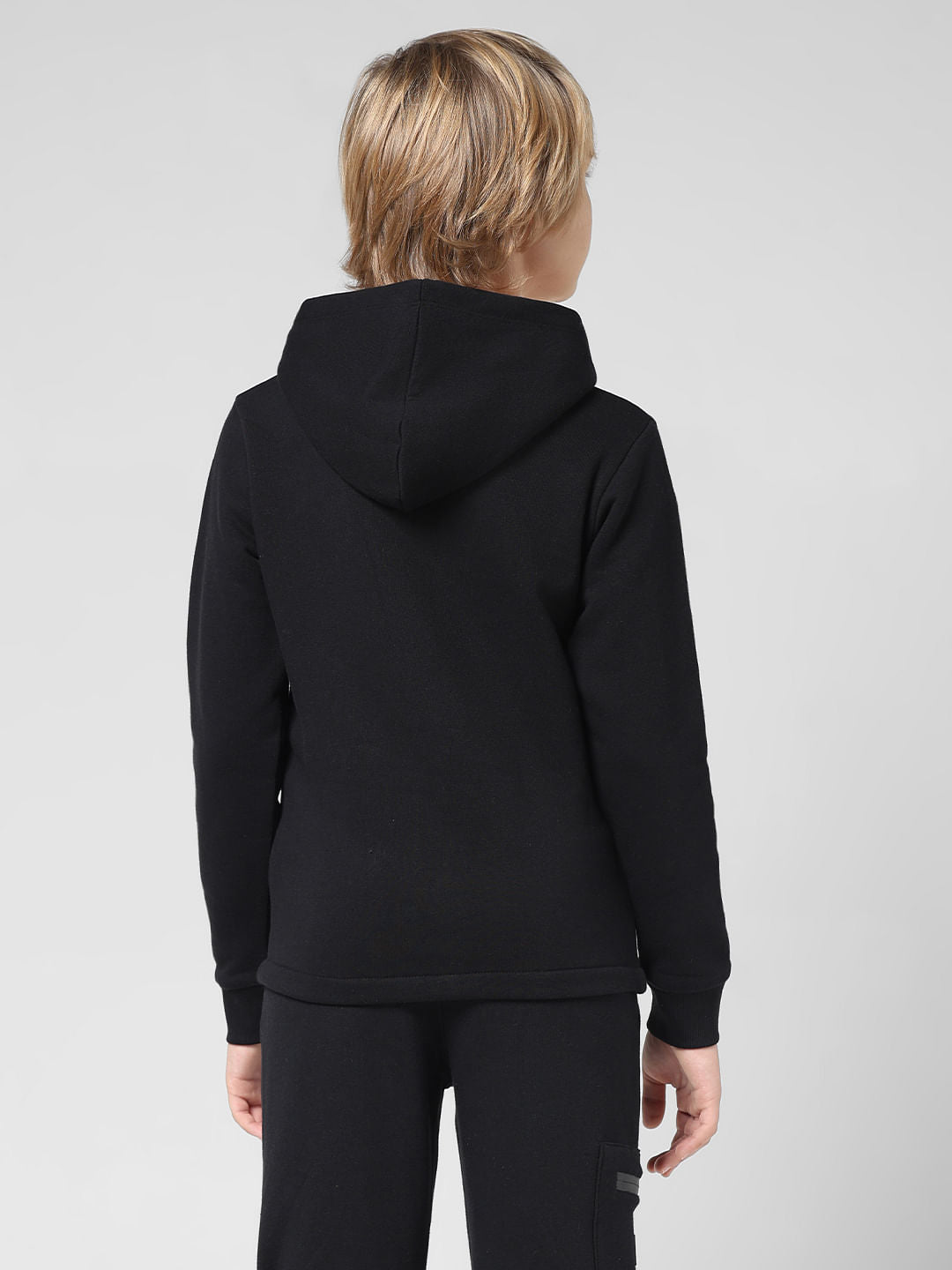 JUNIOR BOYS Black Front-Open Co-ord Sweatshirt