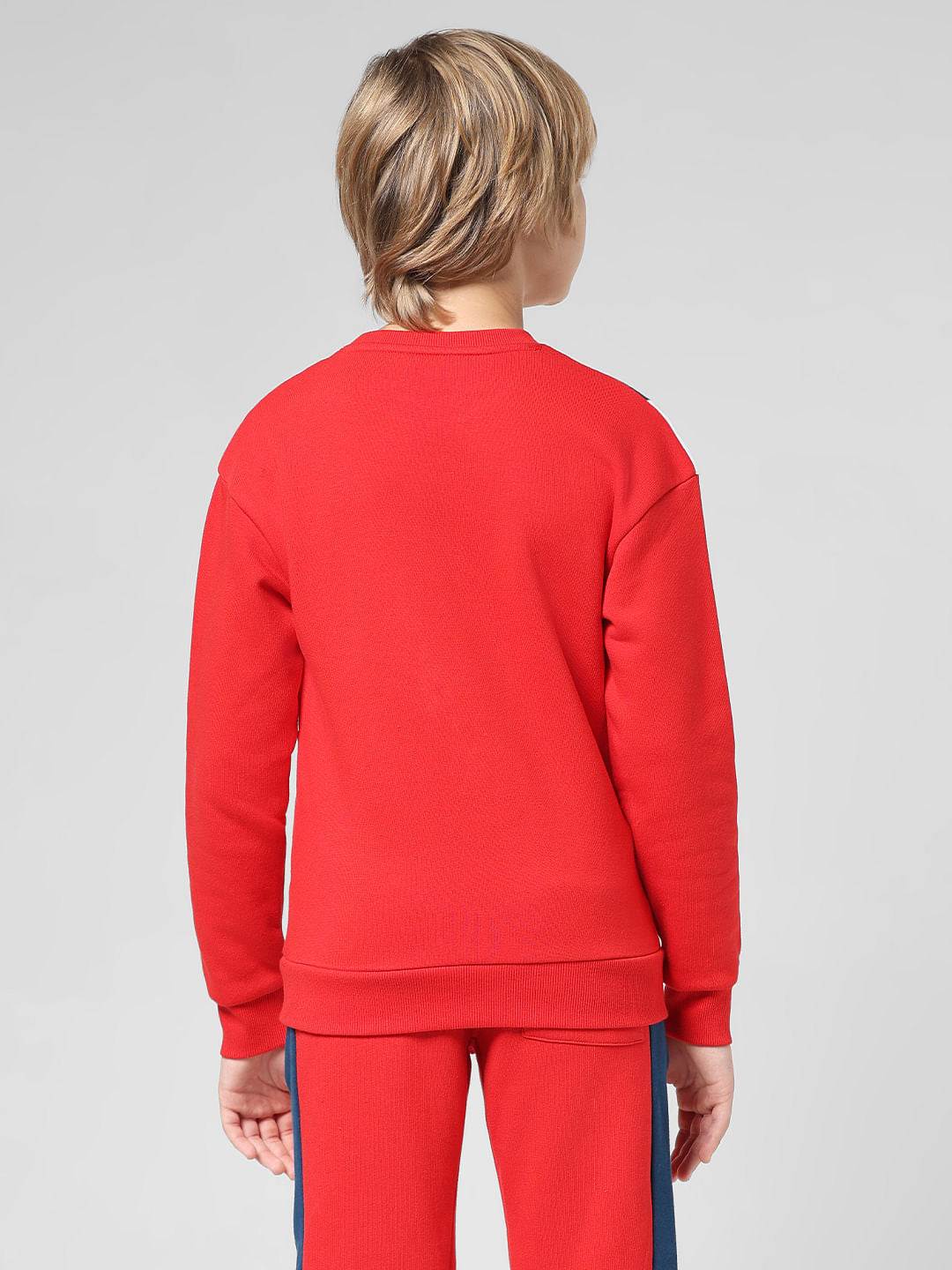 JUNIOR BOYS Red Typographic Print Co-ord Sweatshirt