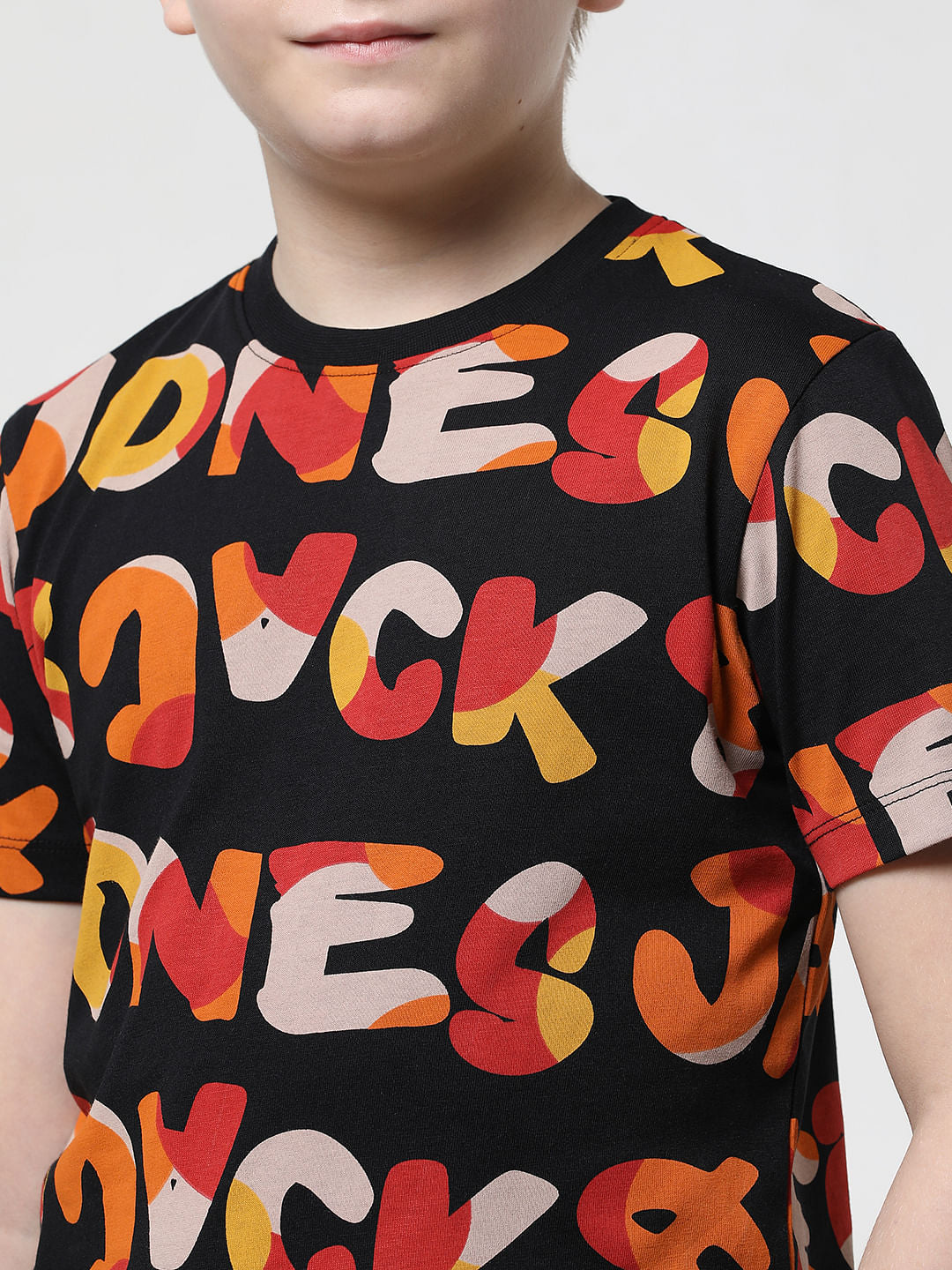 JUNIOR BOYS Black Printed Co-ord Set T-shirt