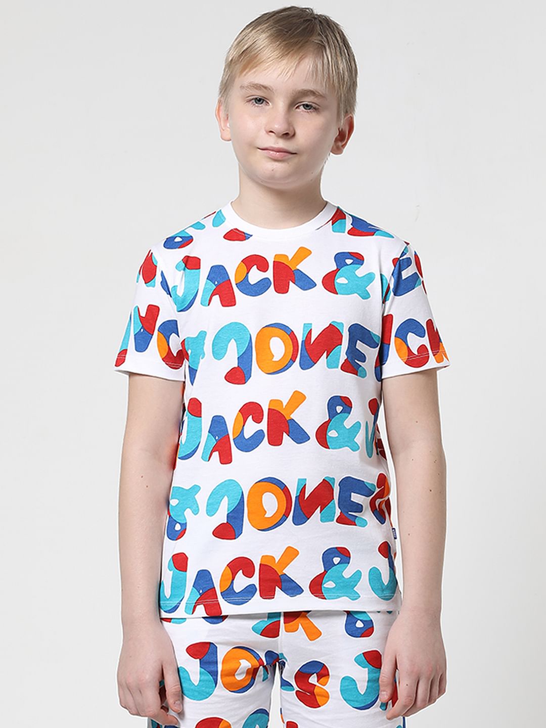JUNIOR BOYS White Printed Co-ord Set T-shirt