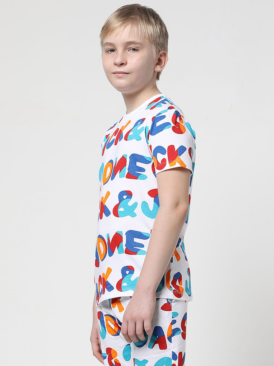 JUNIOR BOYS White Printed Co-ord Set T-shirt