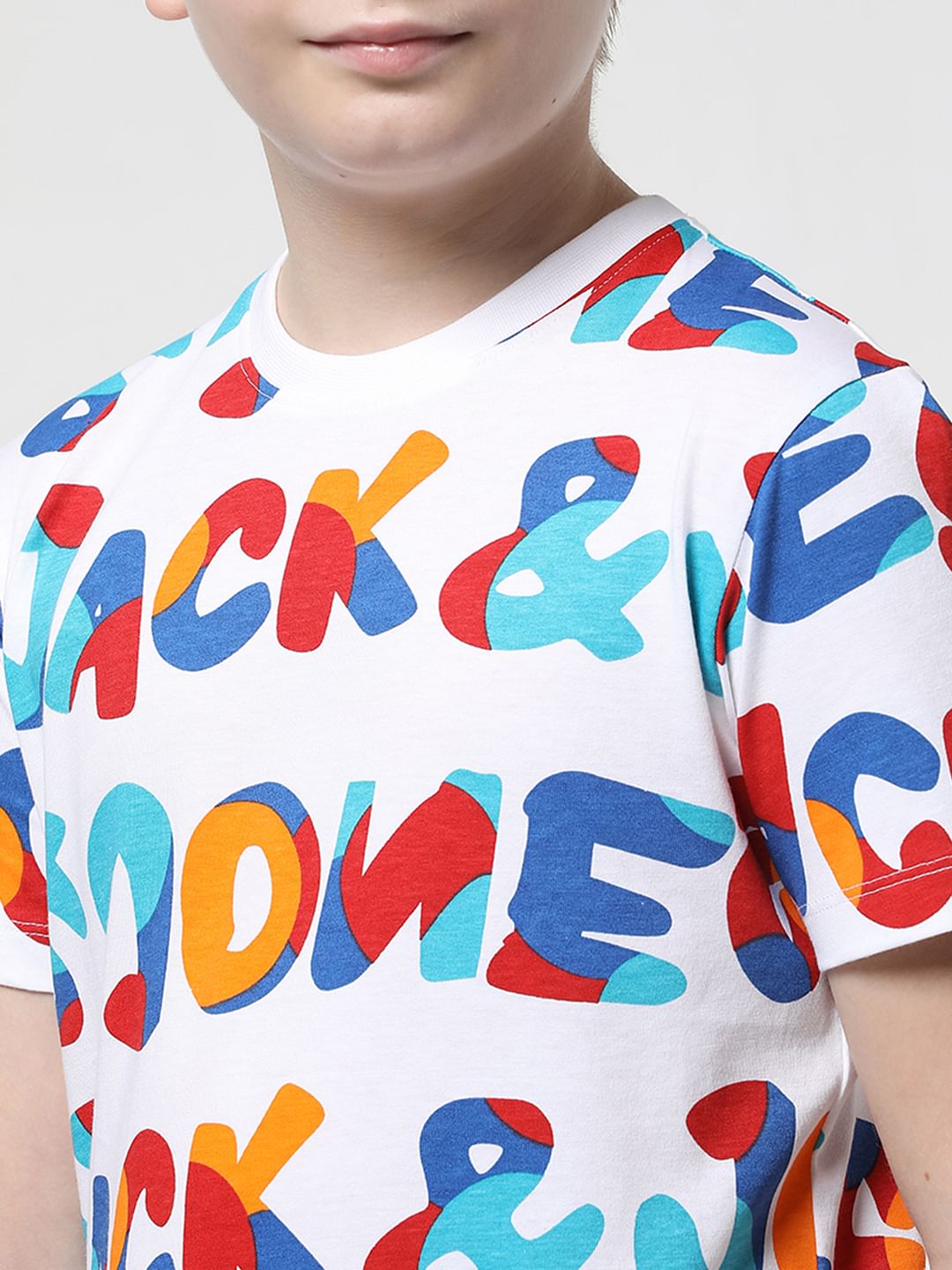 JUNIOR BOYS White Printed Co-ord Set T-shirt