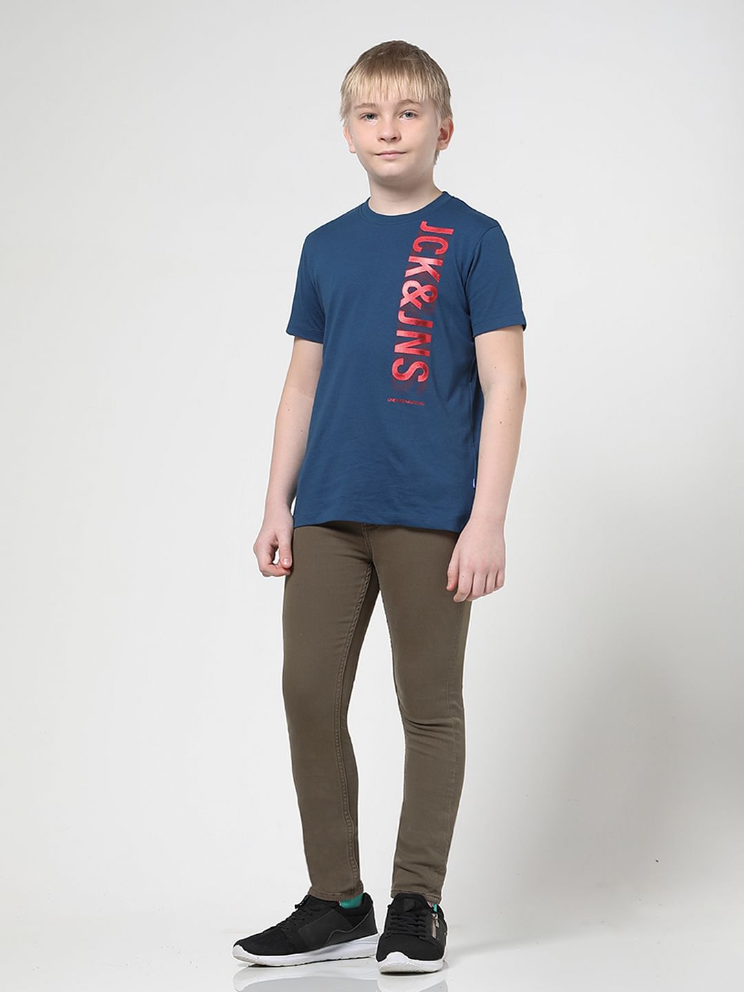 Boys Dark Blue Spray Paint Logo T-shirt