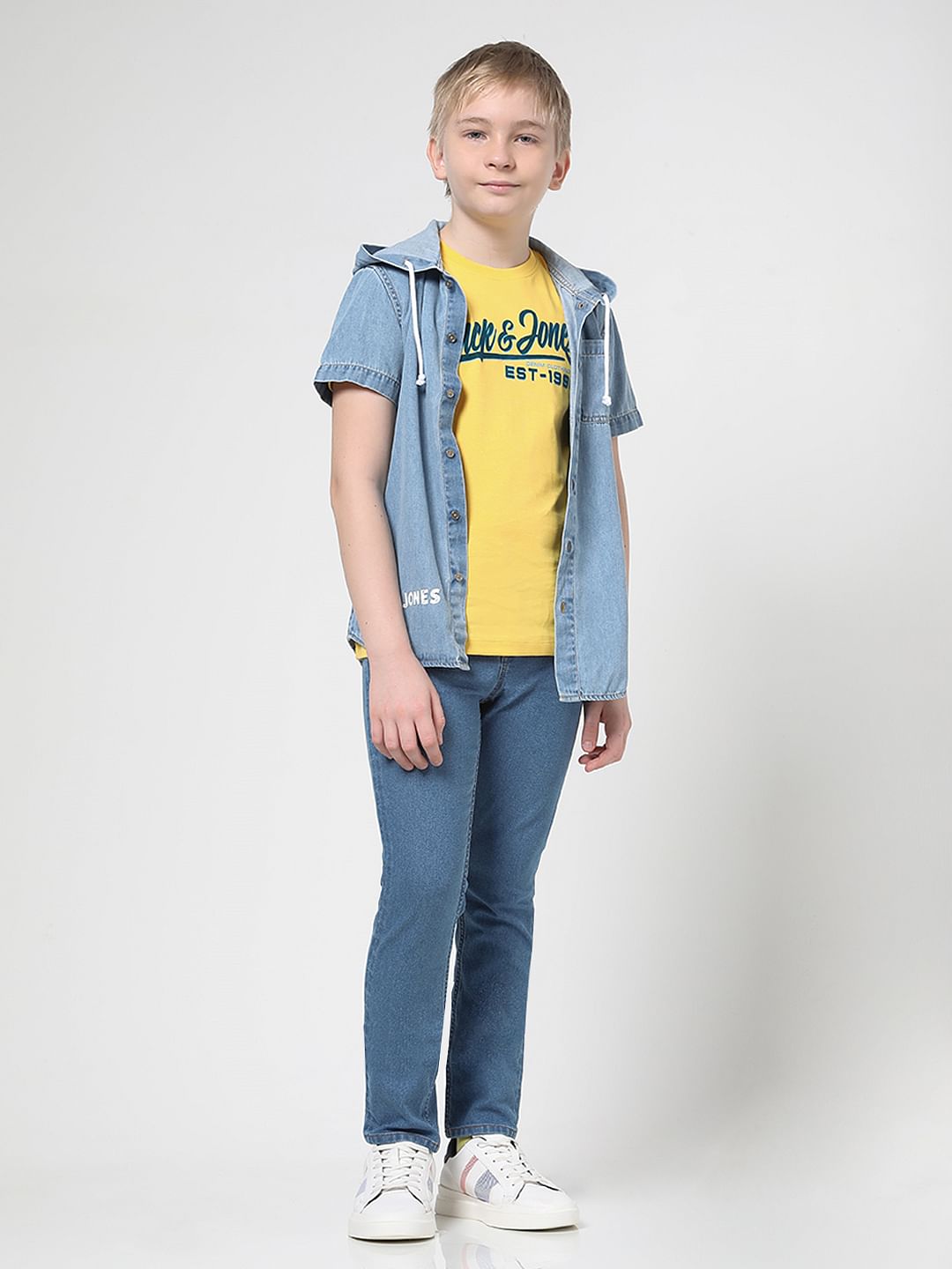 Boys Yellow Foil Logo Print T-shirt