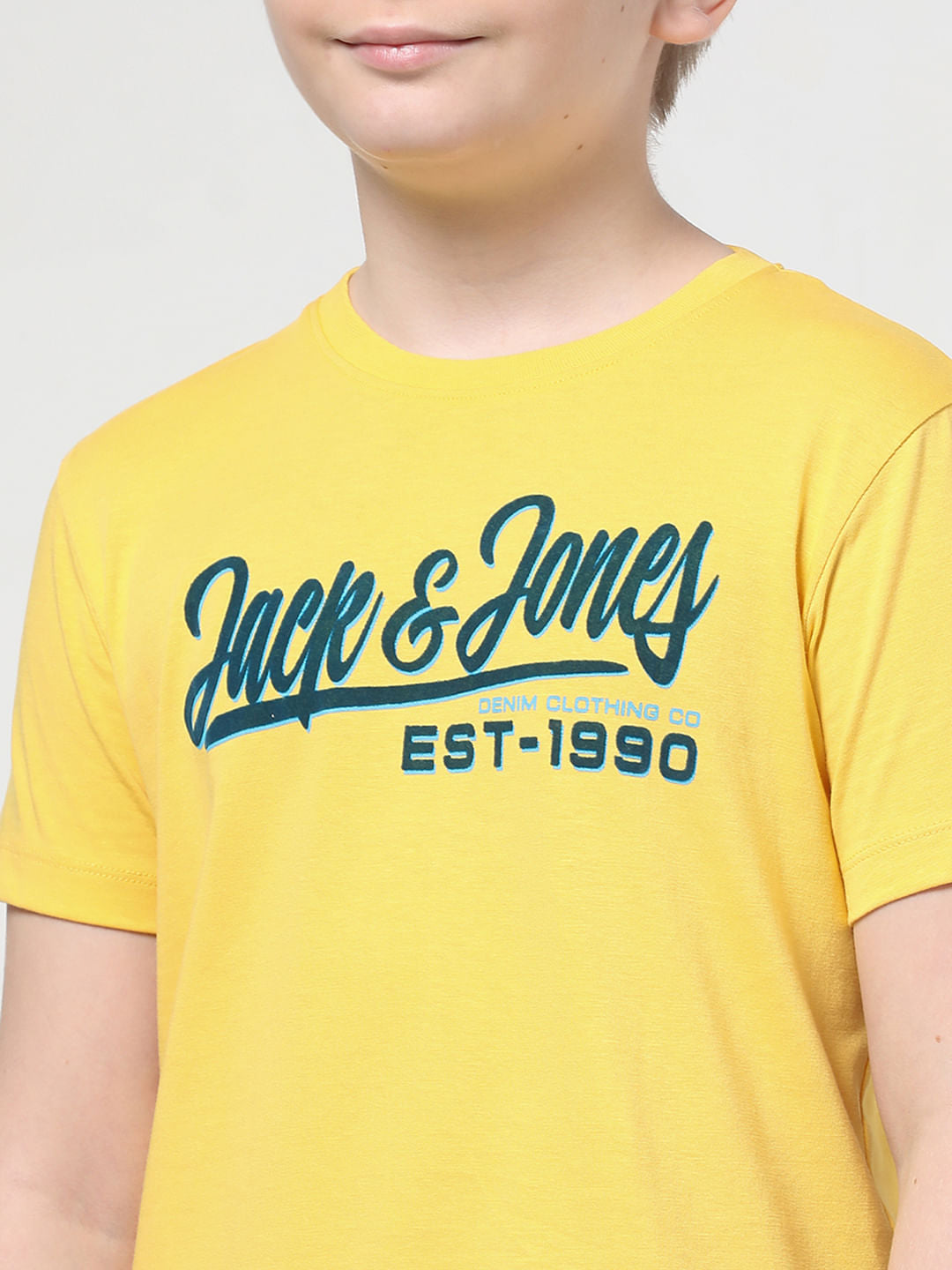 Boys Yellow Foil Logo Print T-shirt