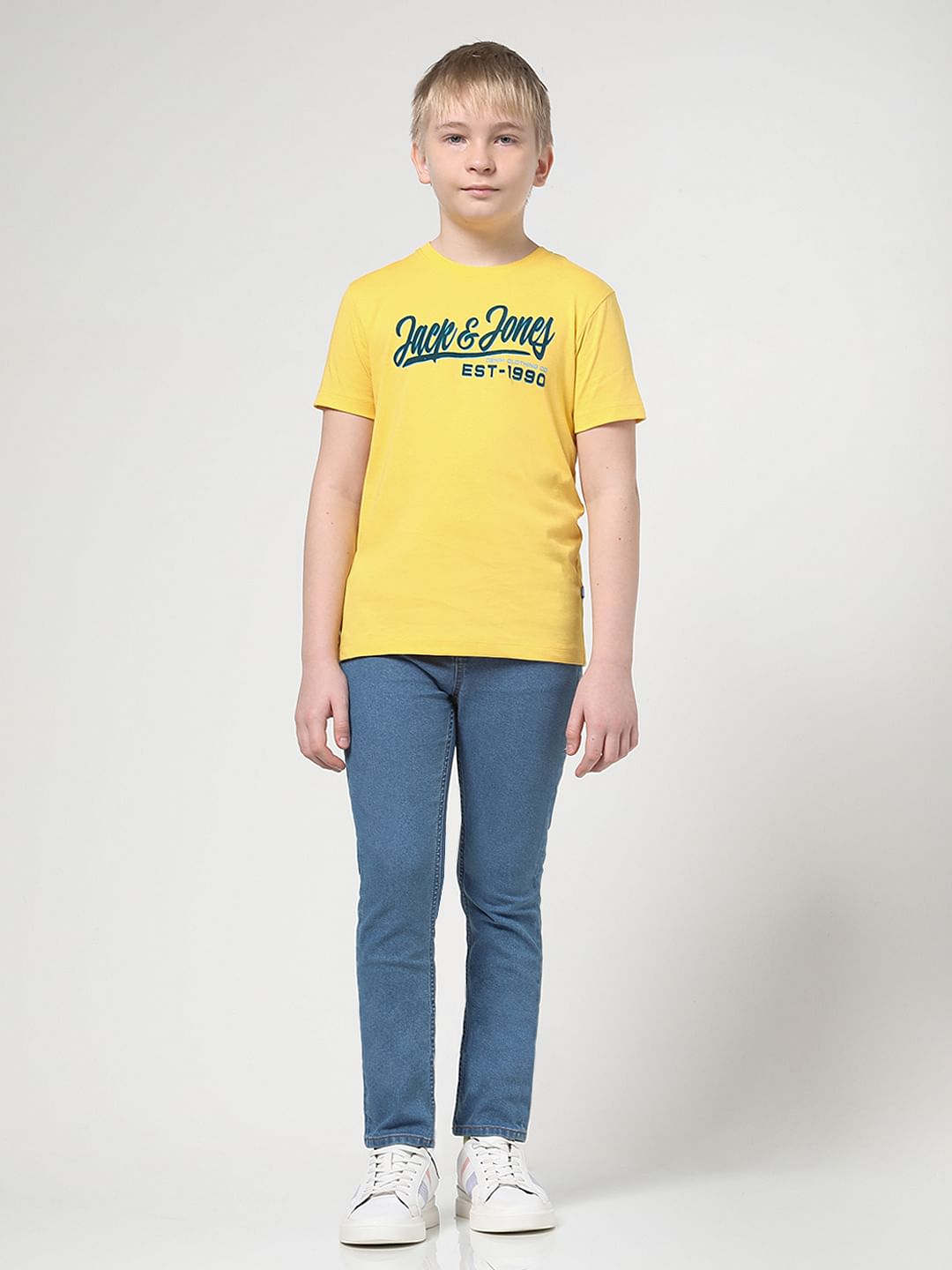 Boys Yellow Foil Logo Print T-shirt