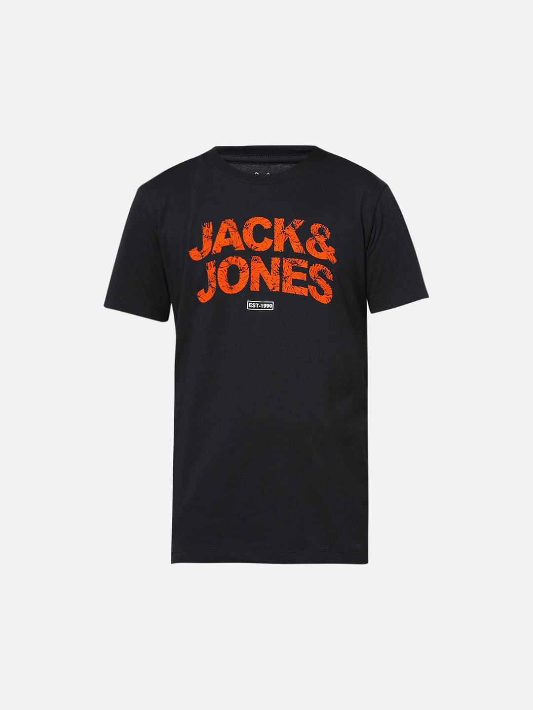 Boys Black Logo Print Crew Neck T-shirt