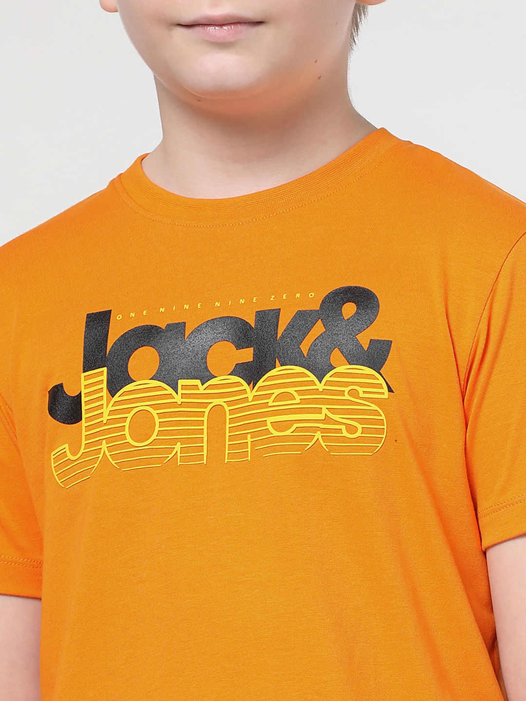 Boys Orange Logo Chest Print T-shirt
