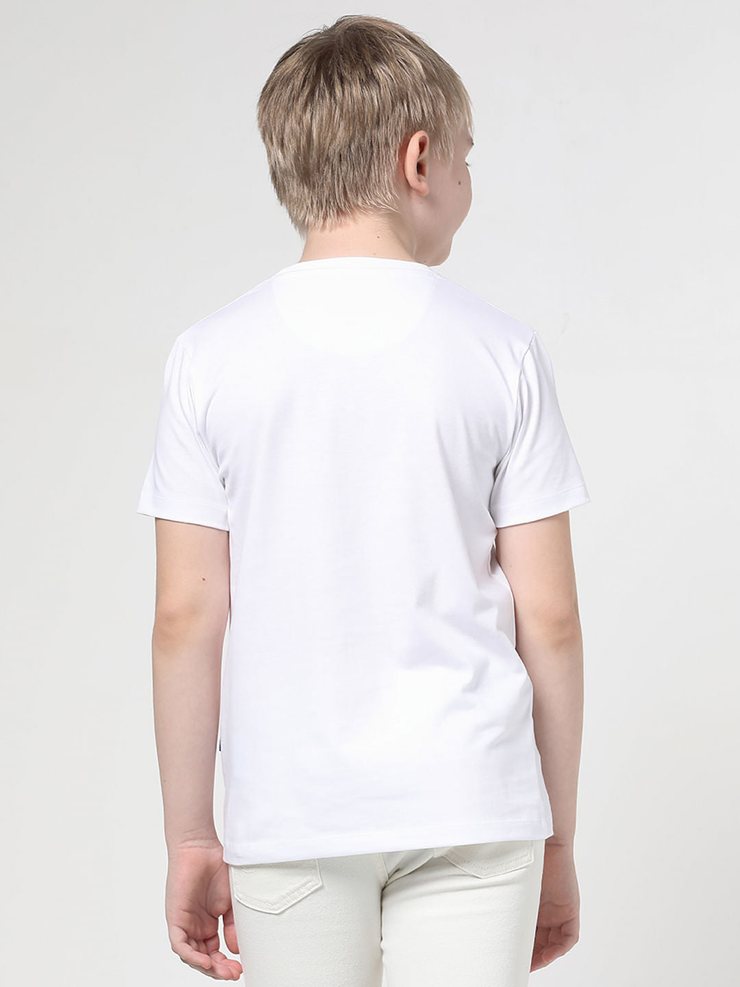 Boys White Puzzle Logo Print T-shirt