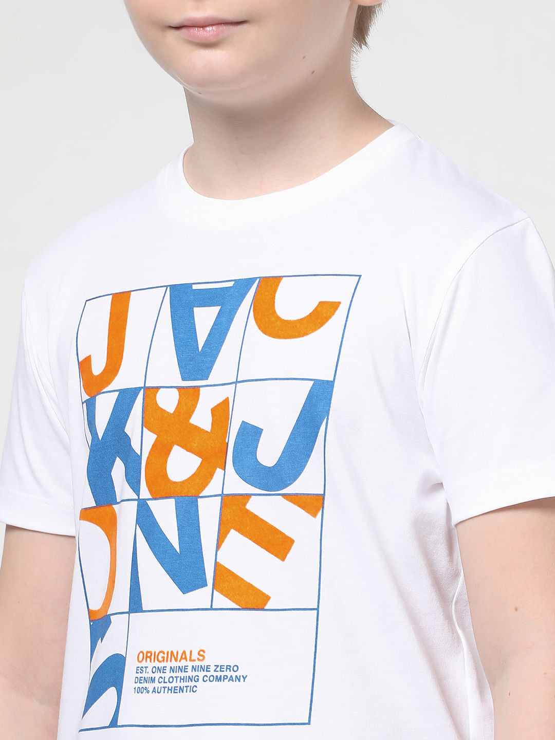 Boys White Puzzle Logo Print T-shirt