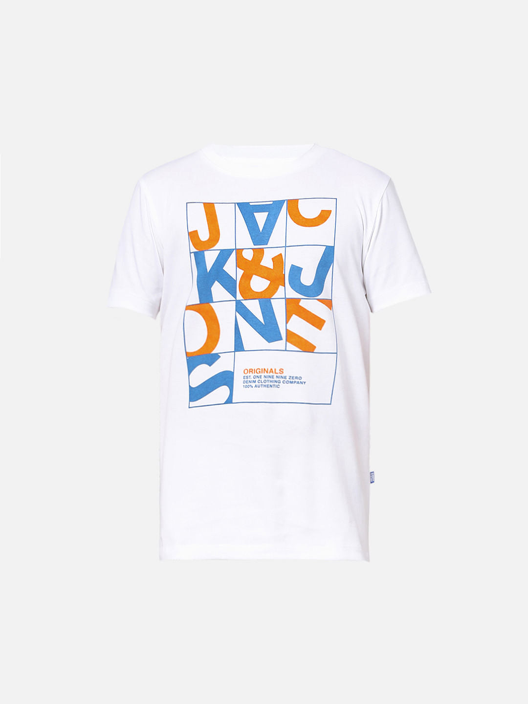 Boys White Puzzle Logo Print T-shirt