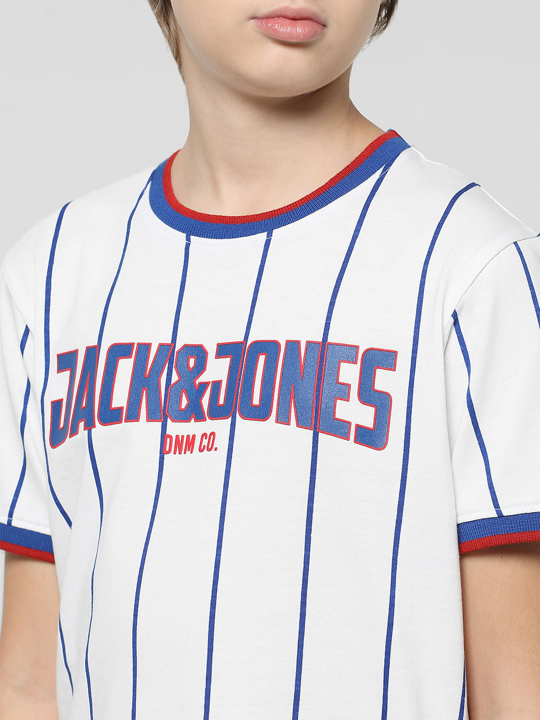 White Striped Crew Neck T-shirt