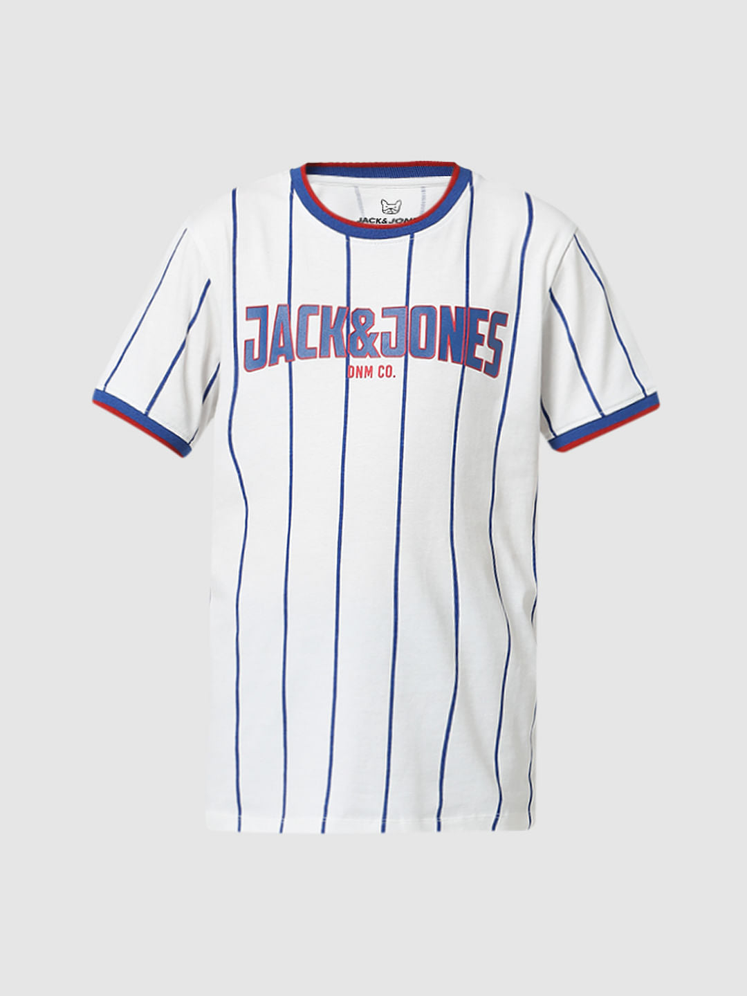 White Striped Crew Neck T-shirt