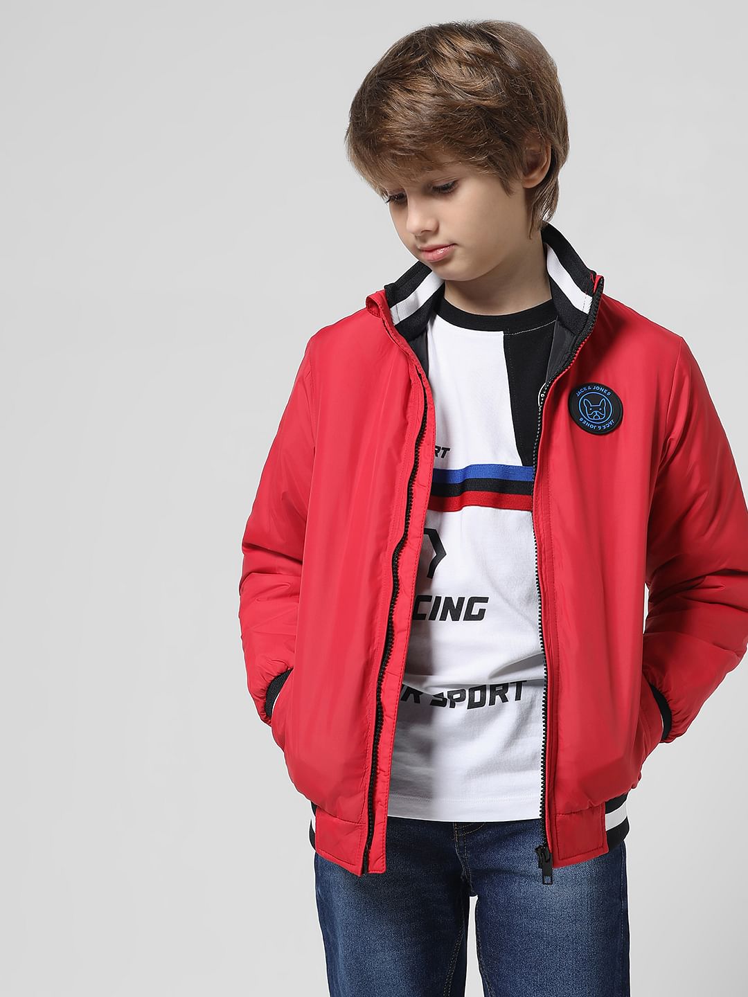 Red Contrast Tipping Jacket