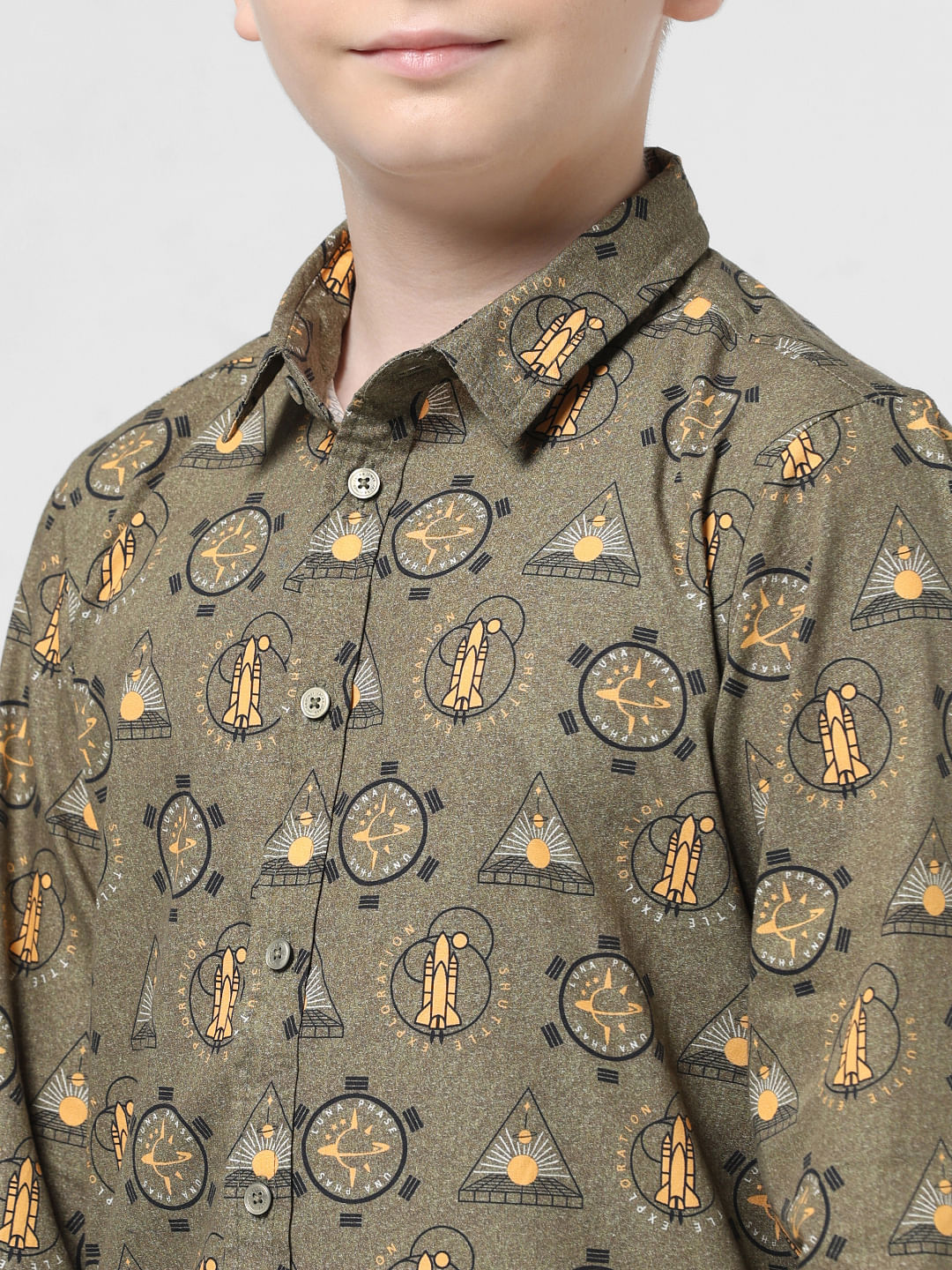 Sea Green Printed Full Sleeves Shirt