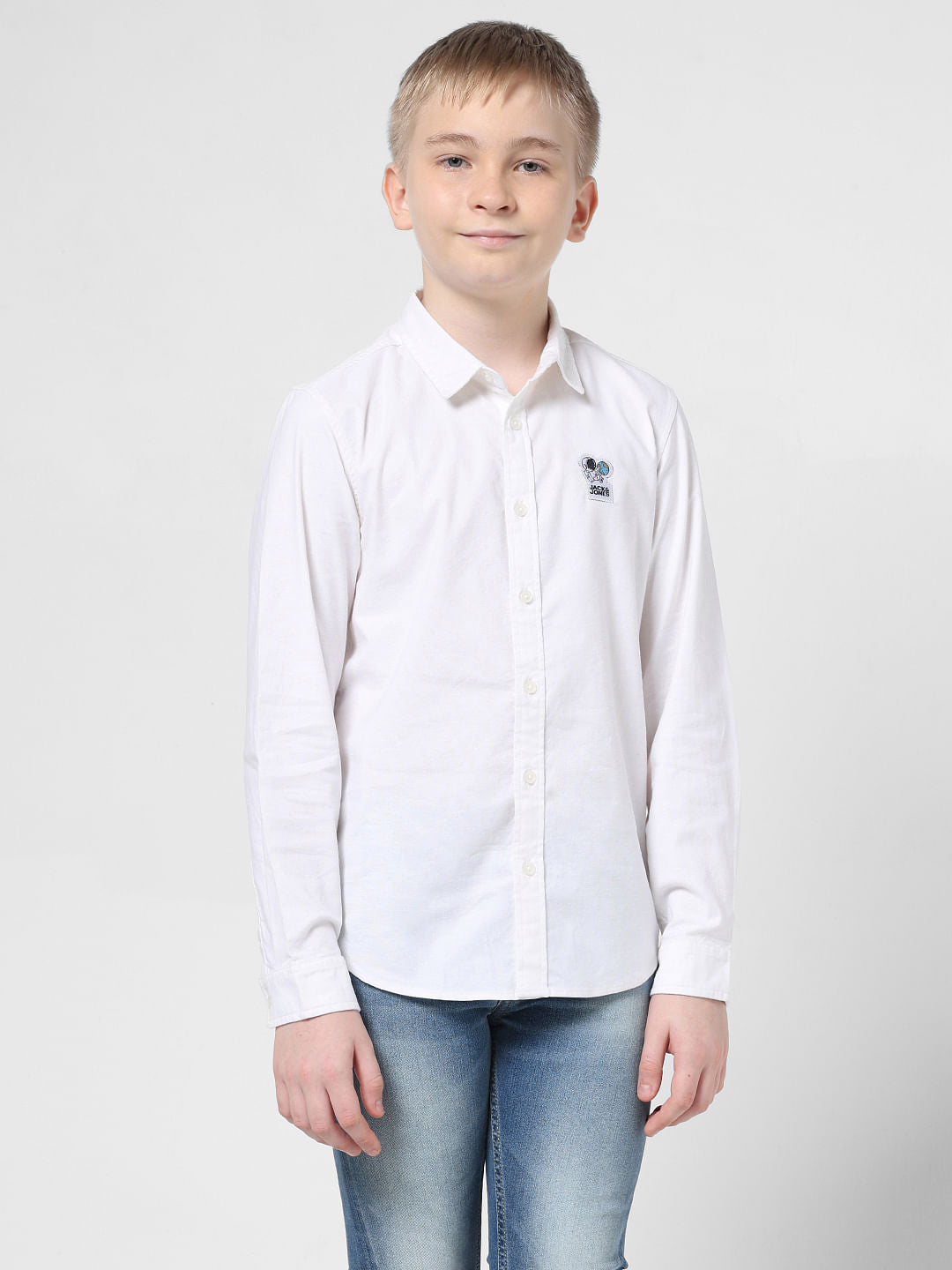 White Applique Detail Full Sleeves Shirt