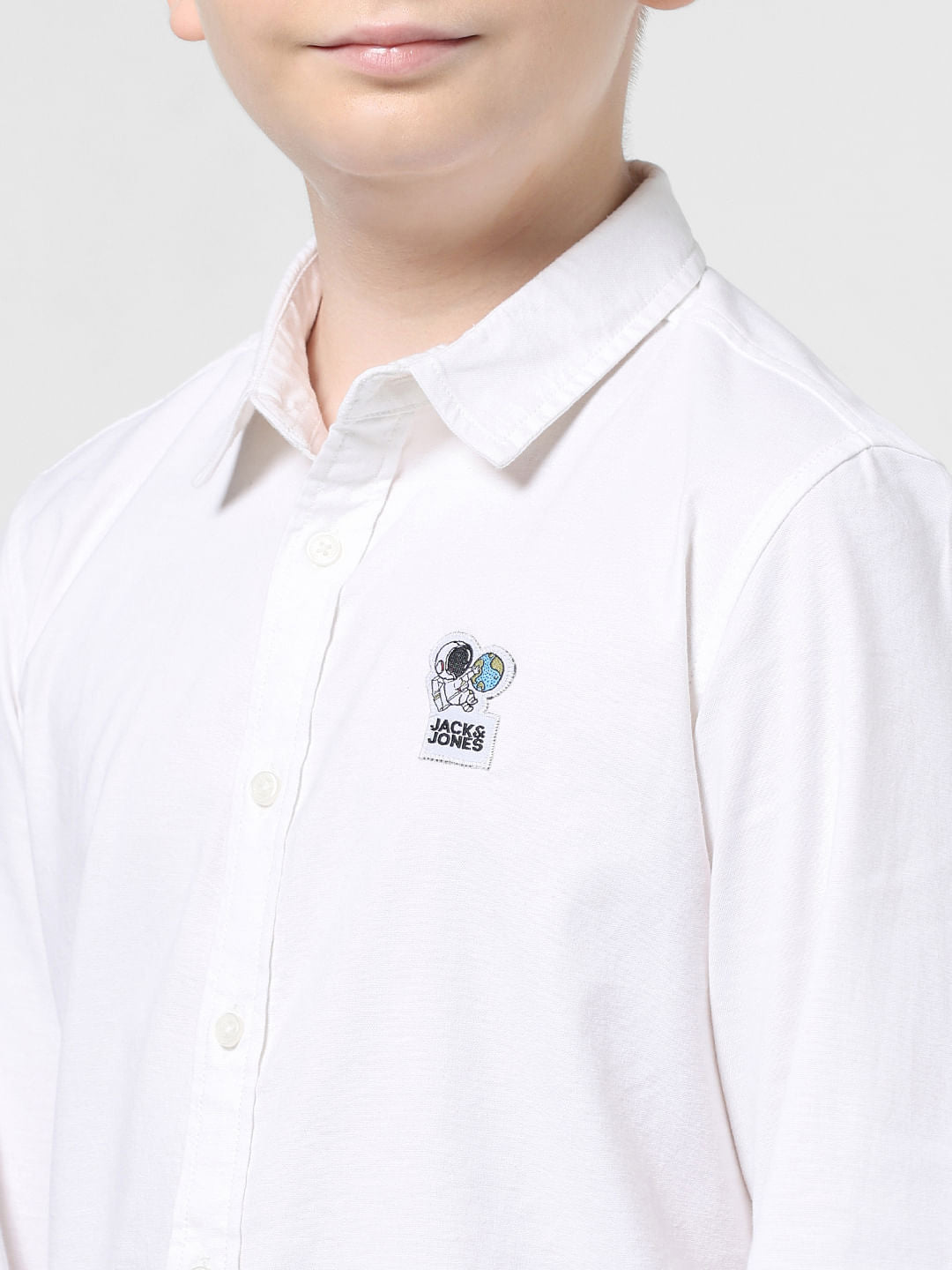 White Applique Detail Full Sleeves Shirt