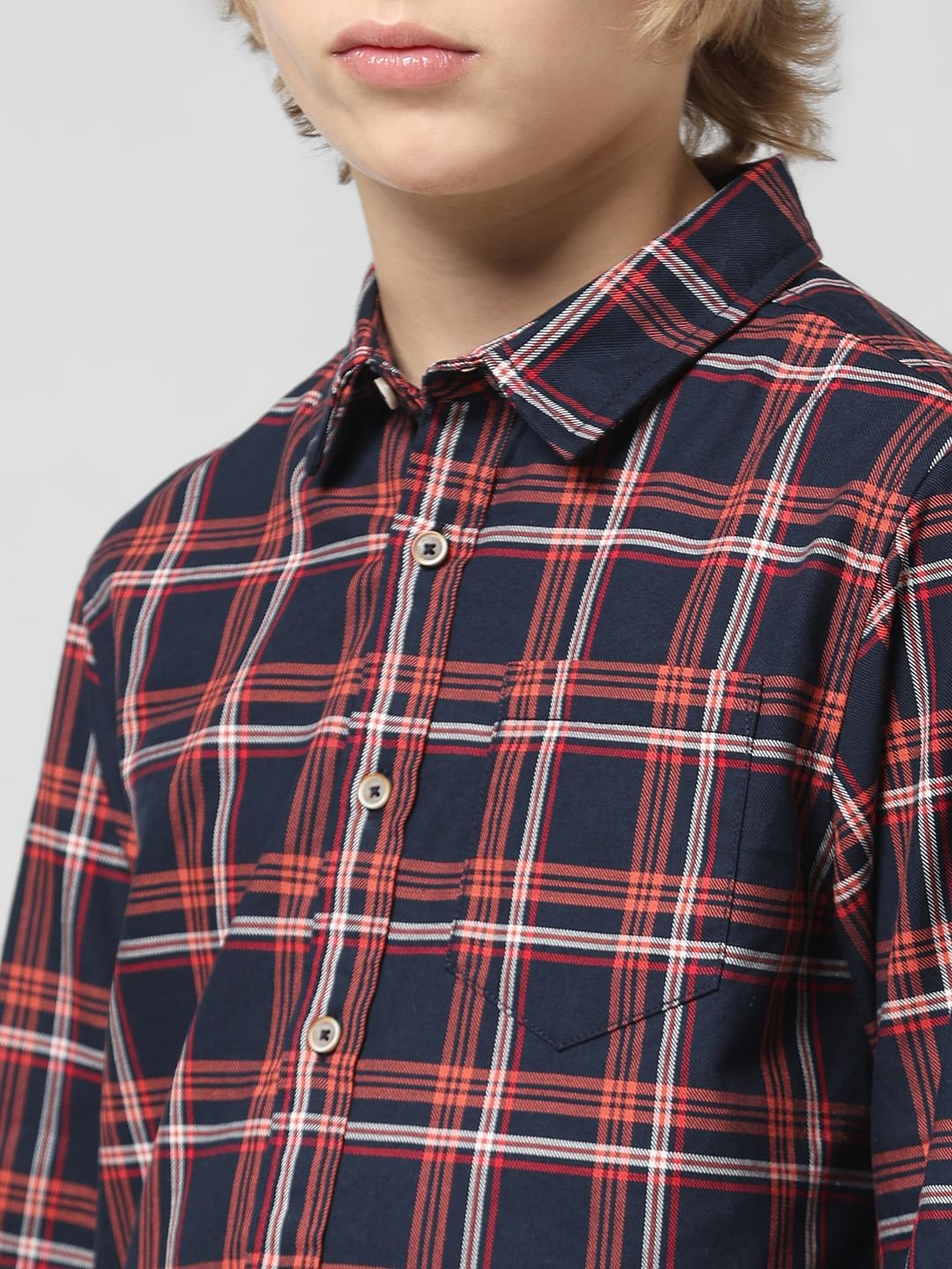 JUNIOR BOYS Red Check Full Sleeves Shirt