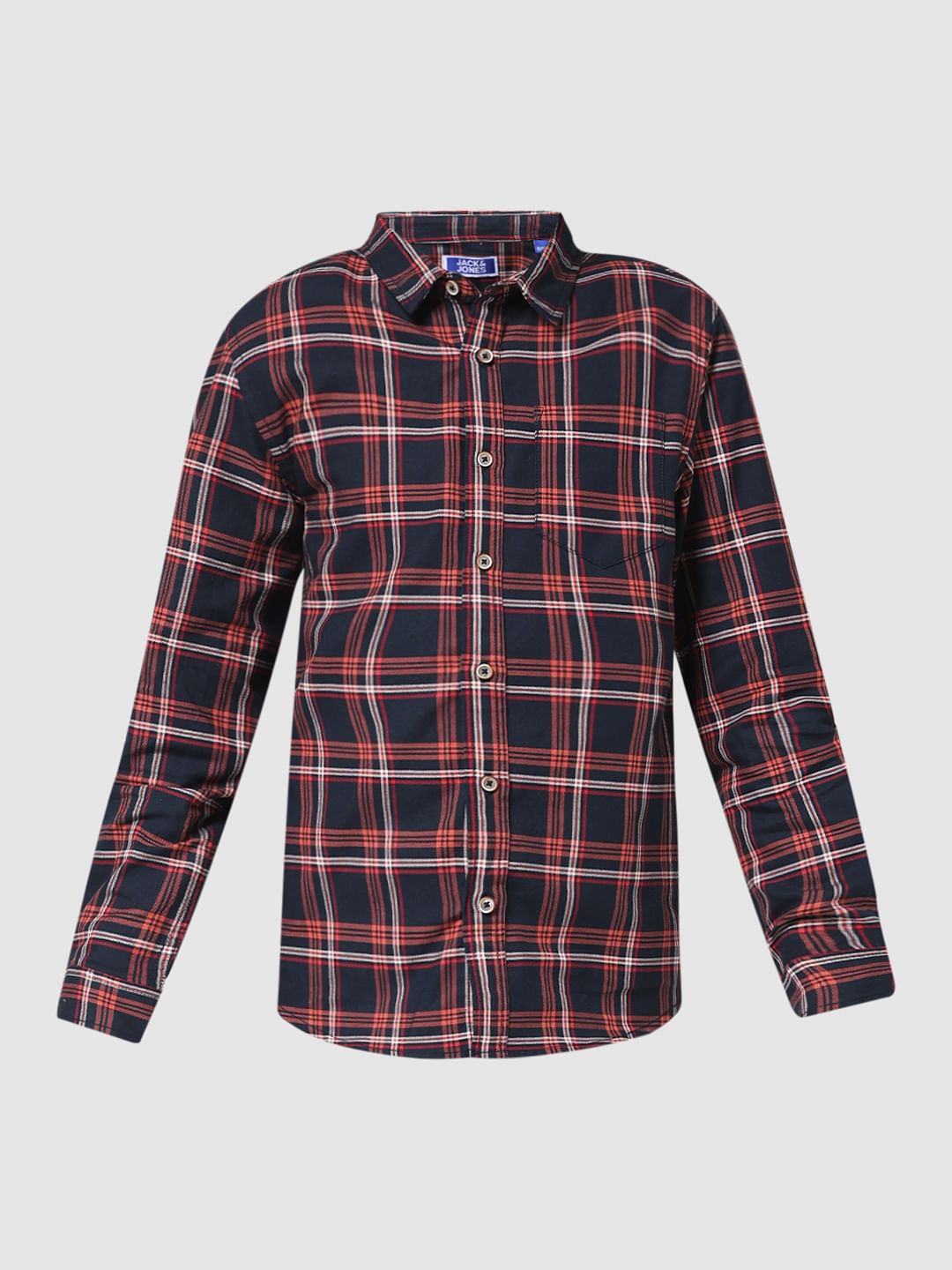 JUNIOR BOYS Red Check Full Sleeves Shirt