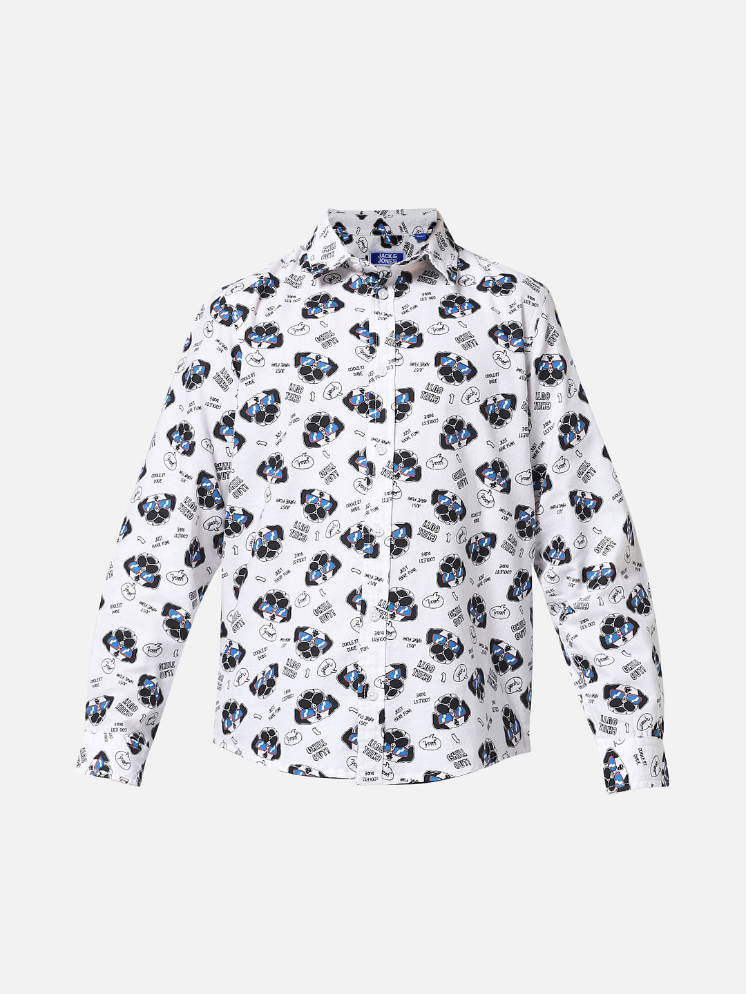 White Printed Full Sleeves Shirt