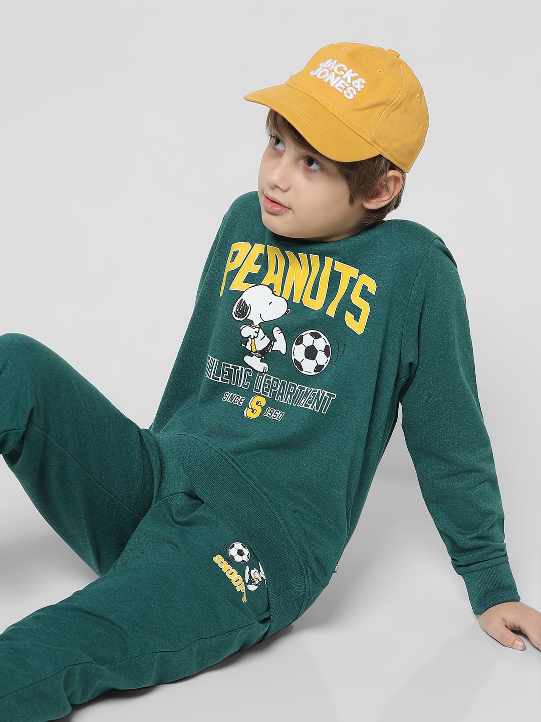 x Peanuts Green Snoopy Print Sweatshirt