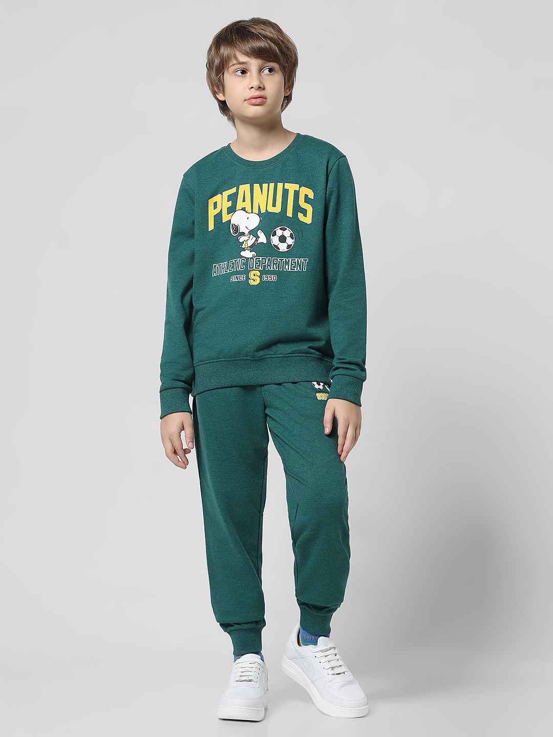 x Peanuts Green Snoopy Print Sweatshirt