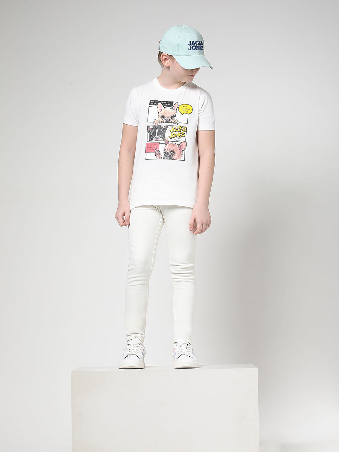 Boys White Logo Graphic Print T-shirt
