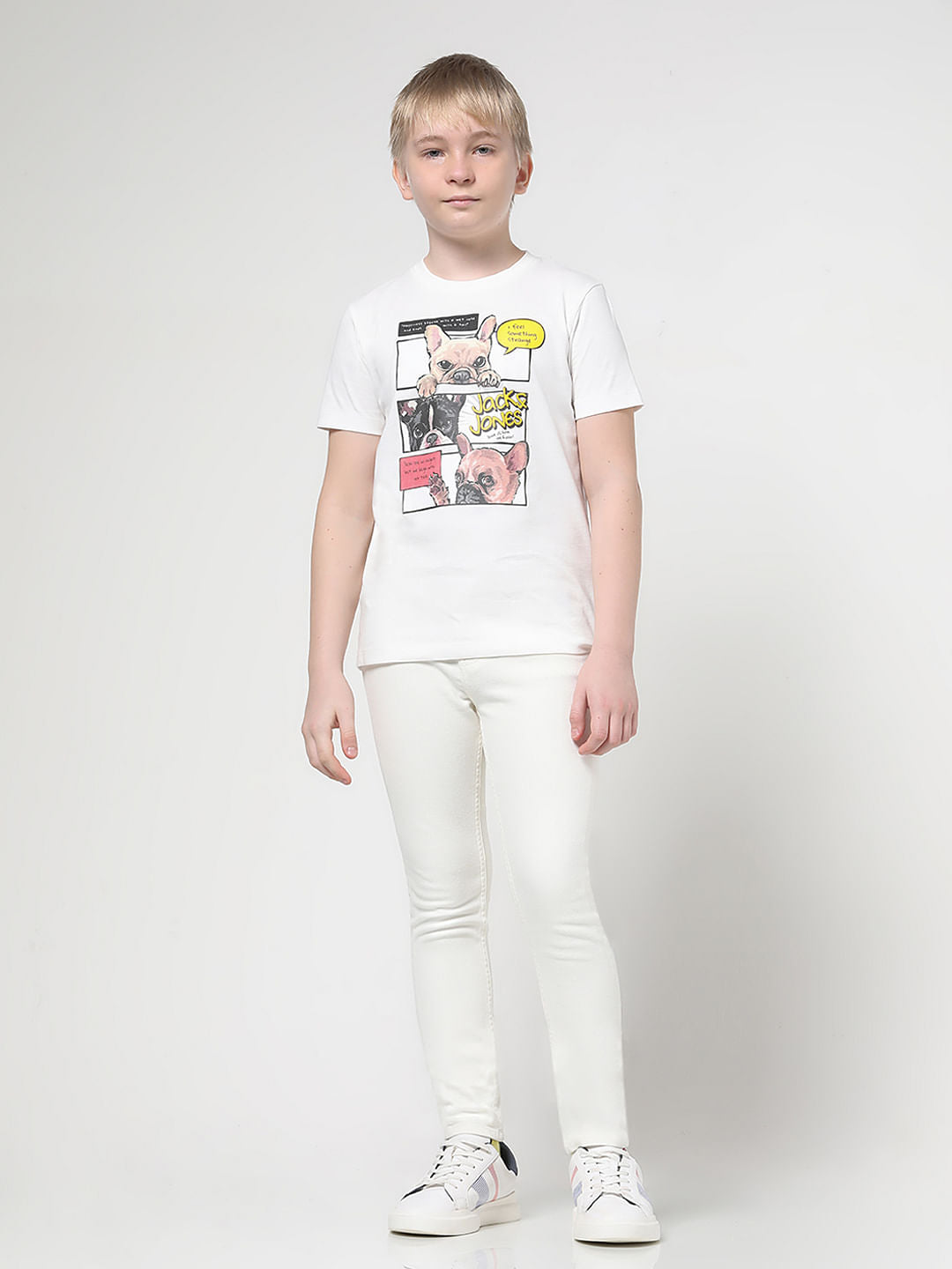 Boys White Logo Graphic Print T-shirt