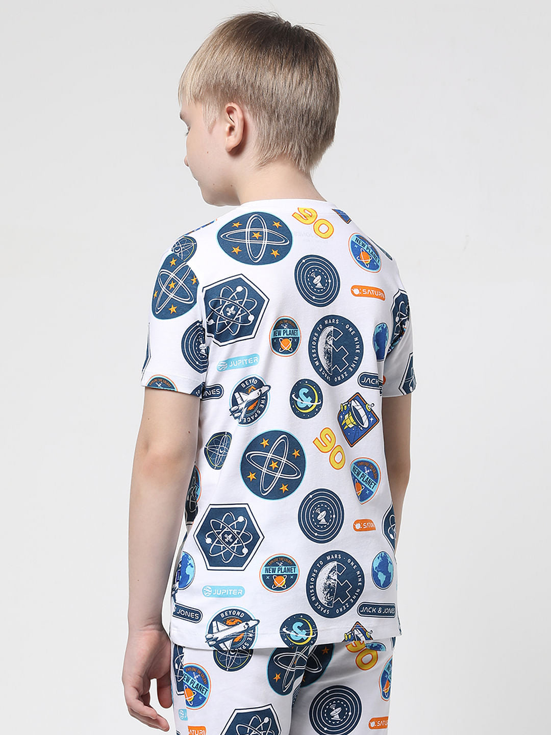 Boys White Space Print Co-ord Set T-shirt