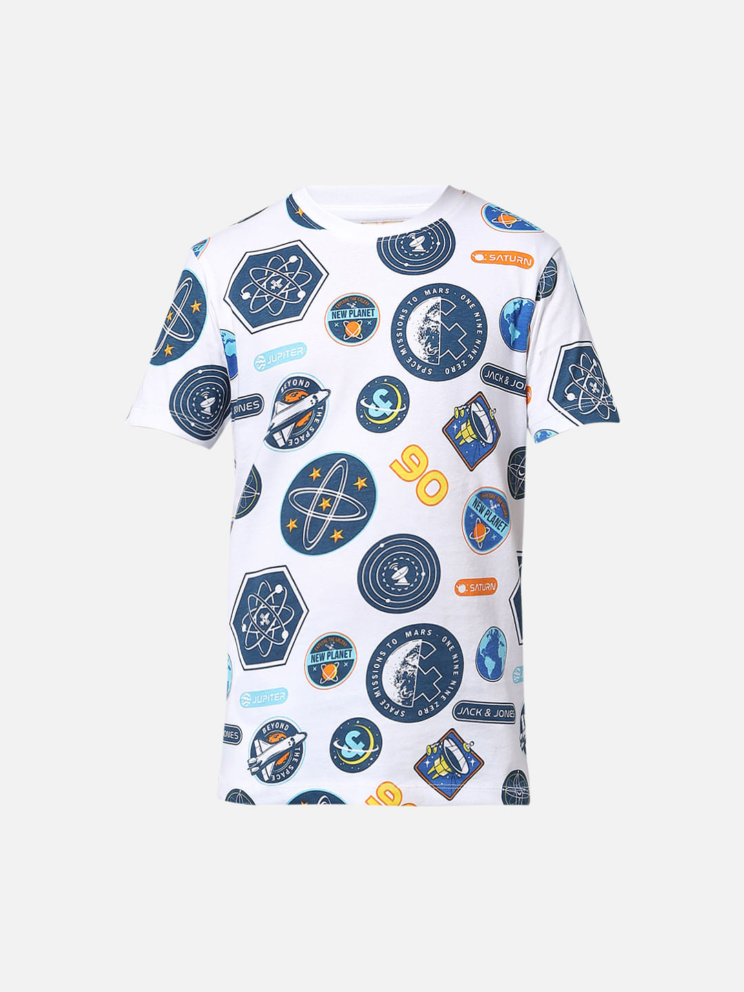 Boys White Space Print Co-ord Set T-shirt