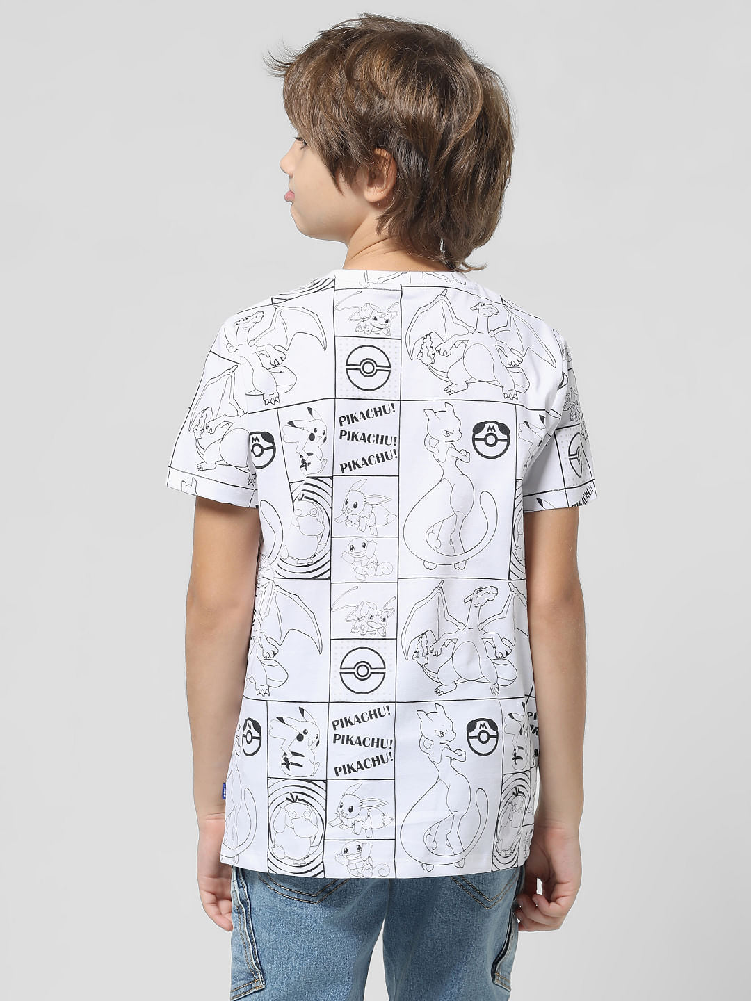 x Pok mon White Printed Crew Neck T-shirt