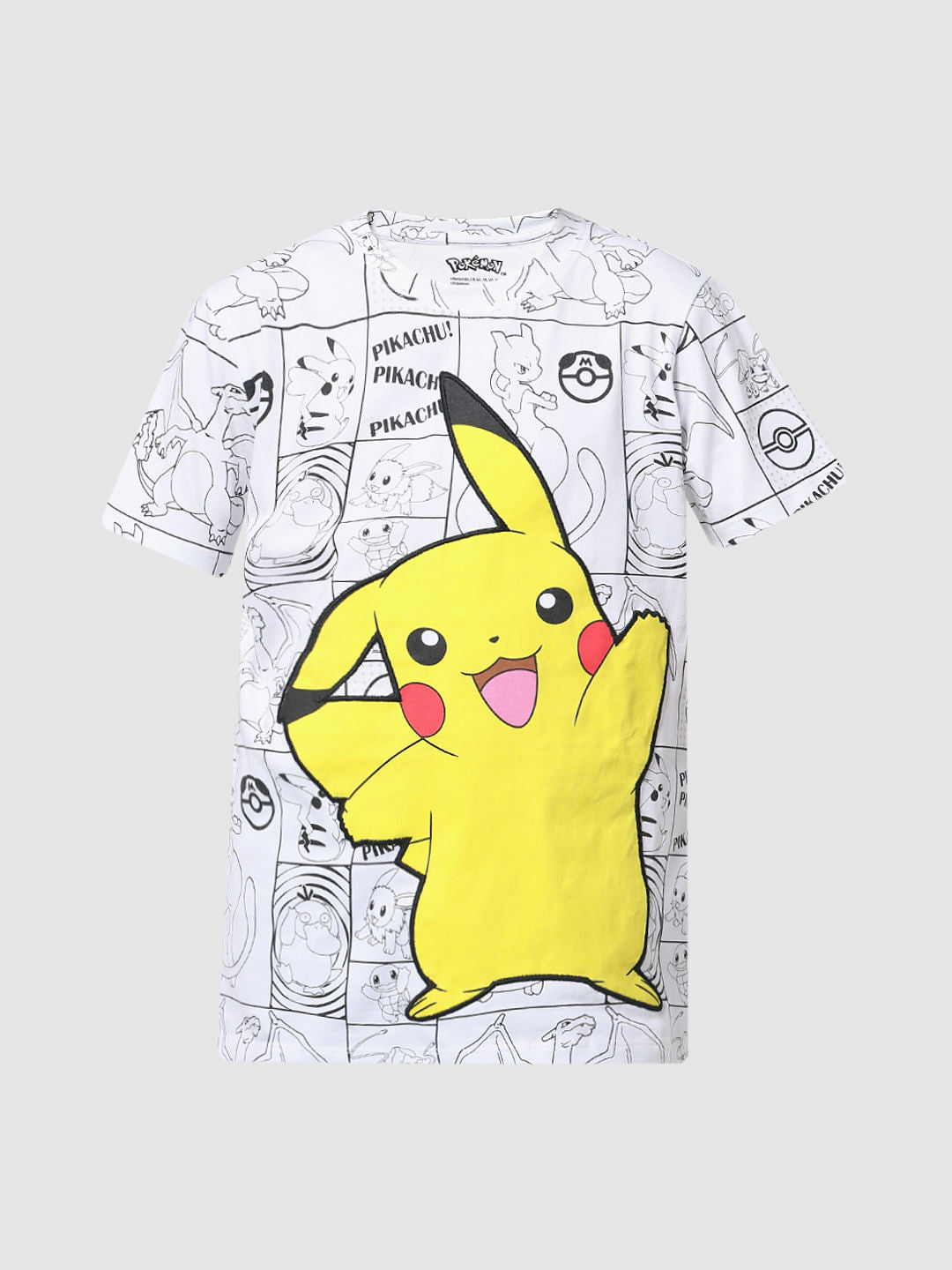 x Pok mon White Printed Crew Neck T-shirt