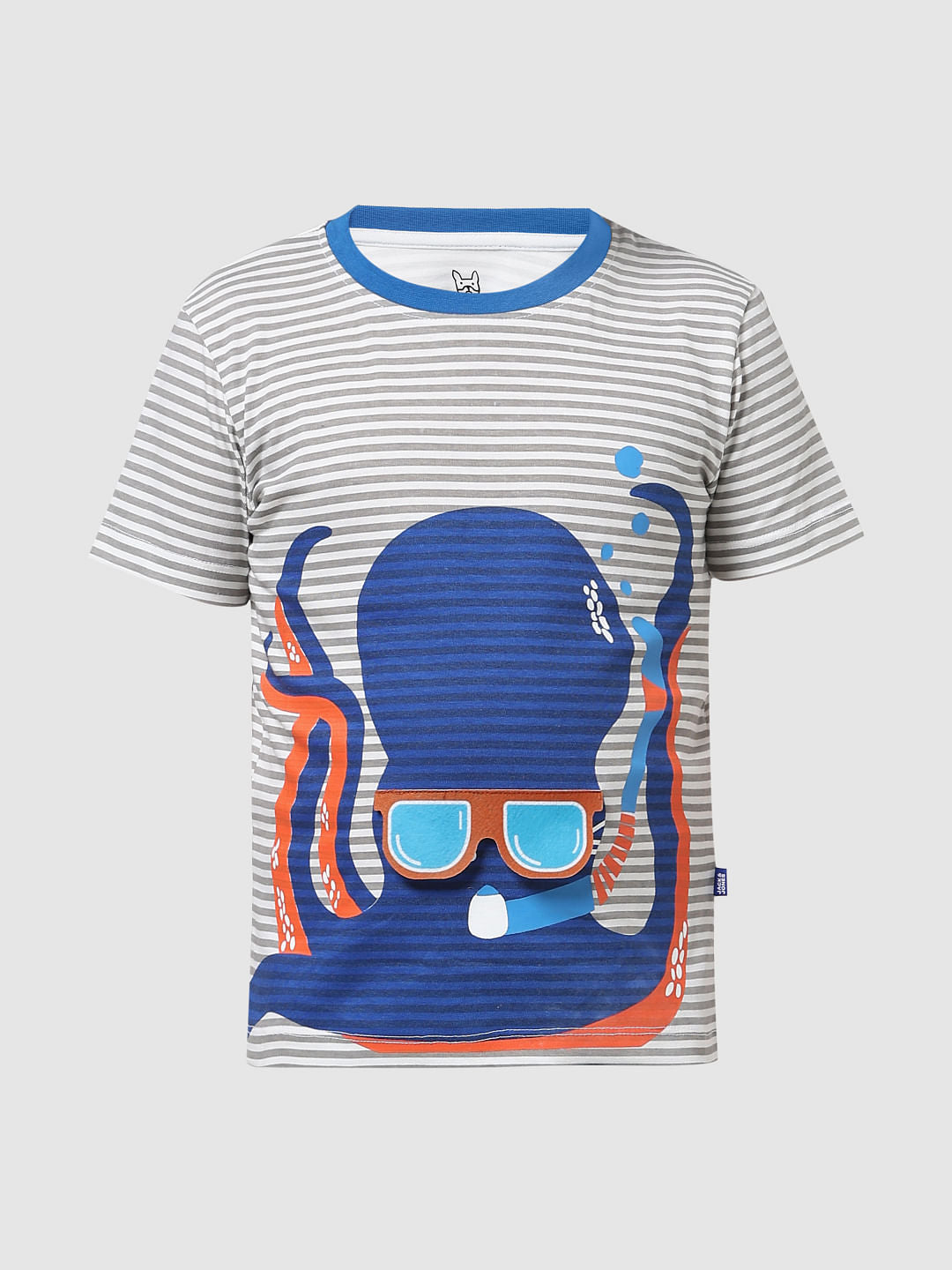JUNIOR BOYS White Octopus Crew Neck T-shirt