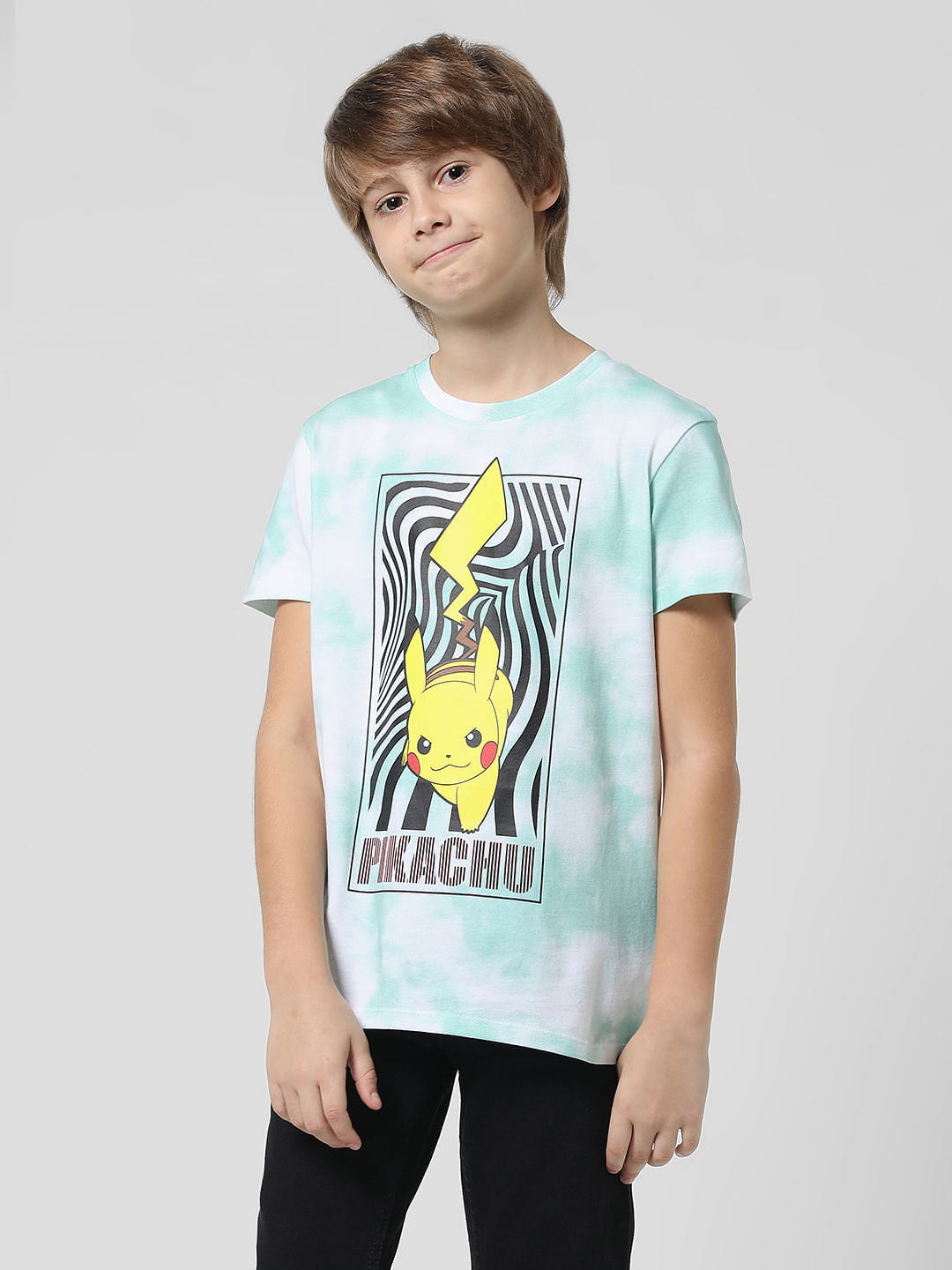 x Pok mon Green Ombre Crew Neck T-shirt