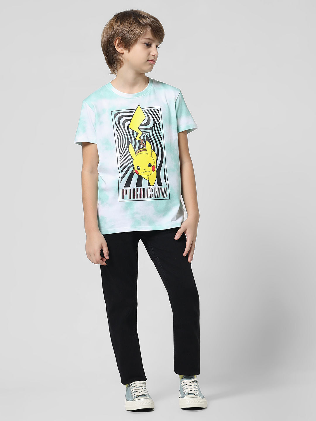 x Pok mon Green Ombre Crew Neck T-shirt