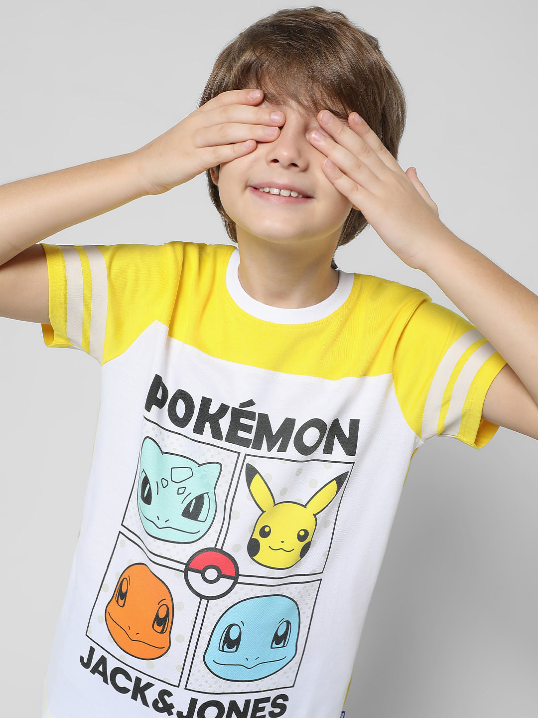 x Pok mon White Colourblocked Crew Neck T-shirt