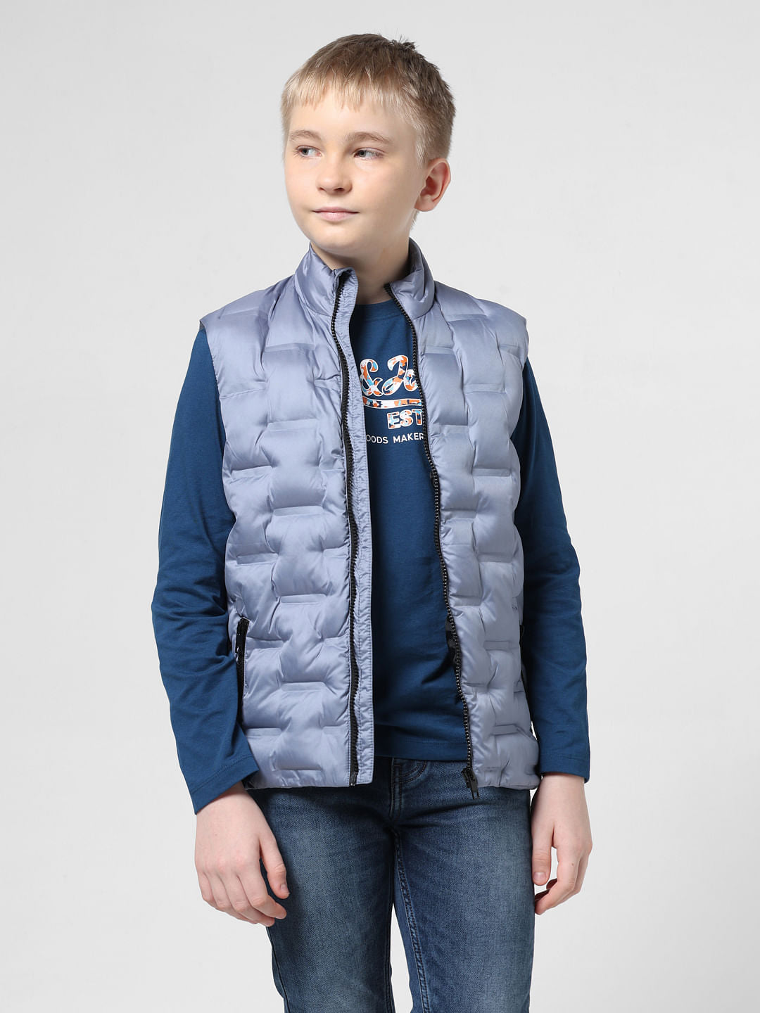 Blue & Black Logo Print Co-ord T-shirt