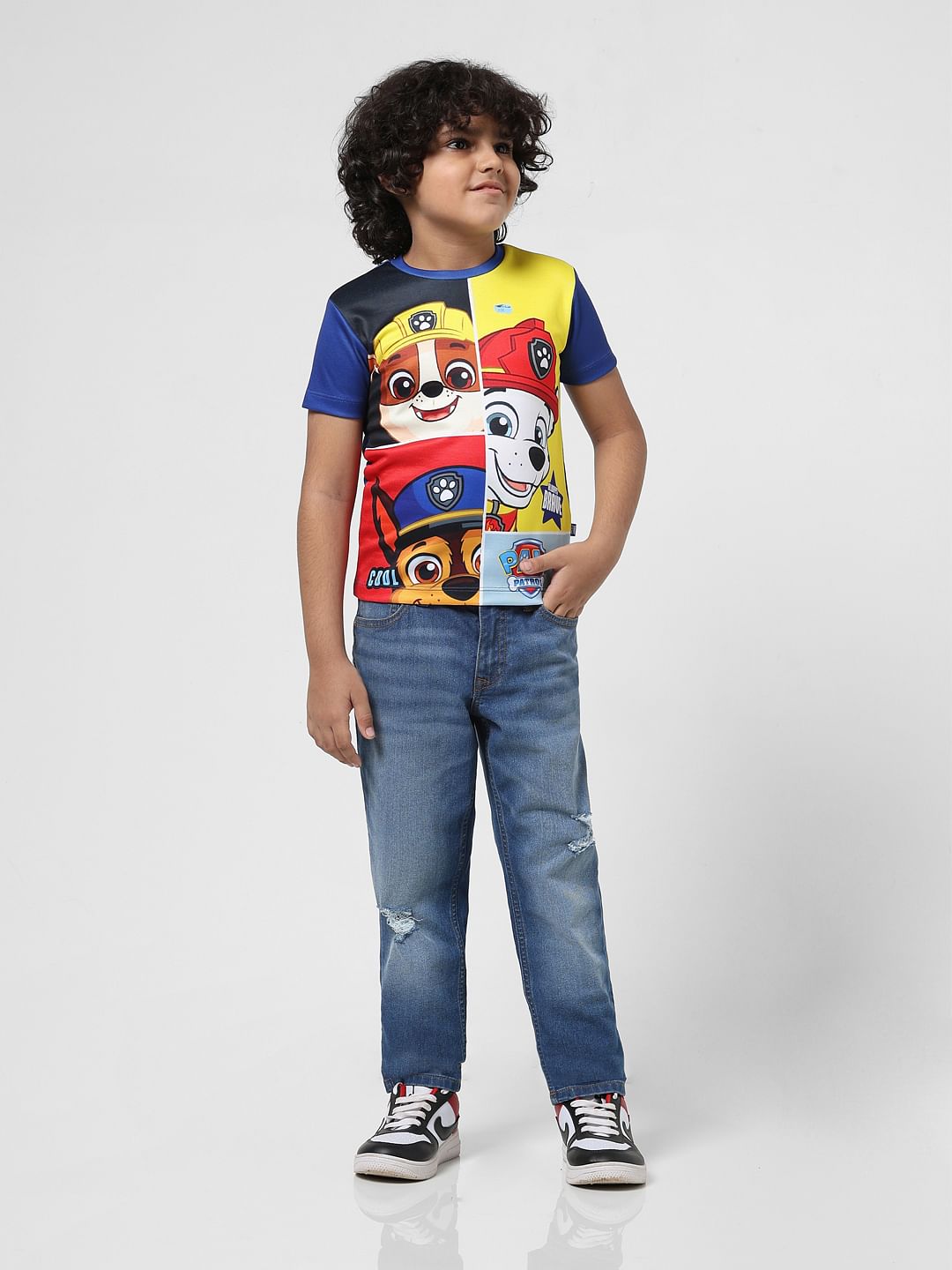 JACK&JONES X PAW PATROL Blue Printed Colourblocked T-shirt