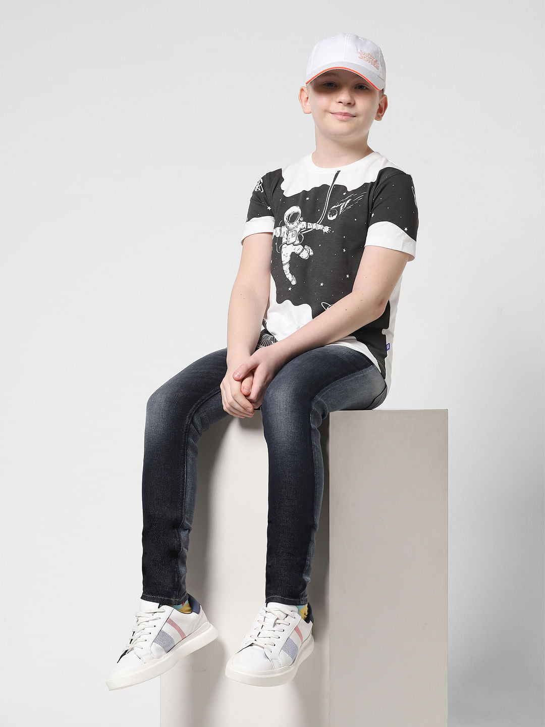 White Astronaut Space Print T-shirt