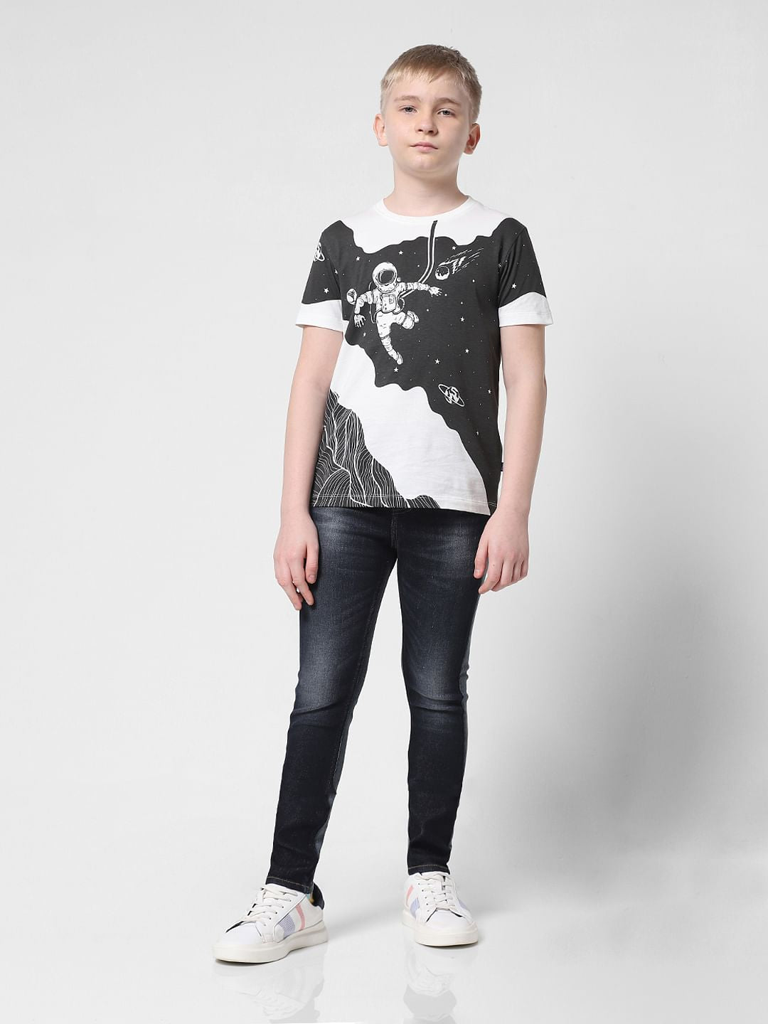 White Astronaut Space Print T-shirt