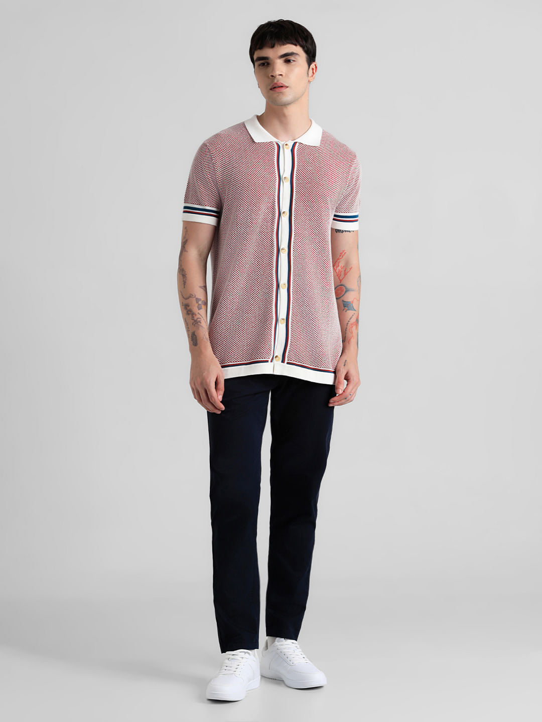 Navy Blue Mid Rise Overdyed Pants