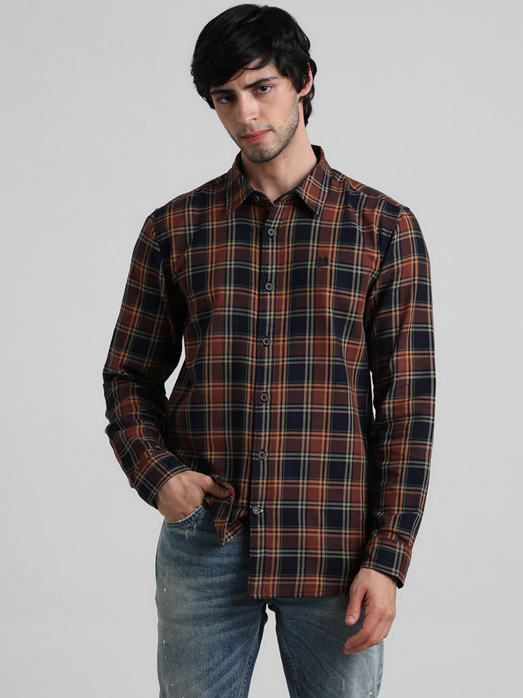 Dark Brown Check Shirt