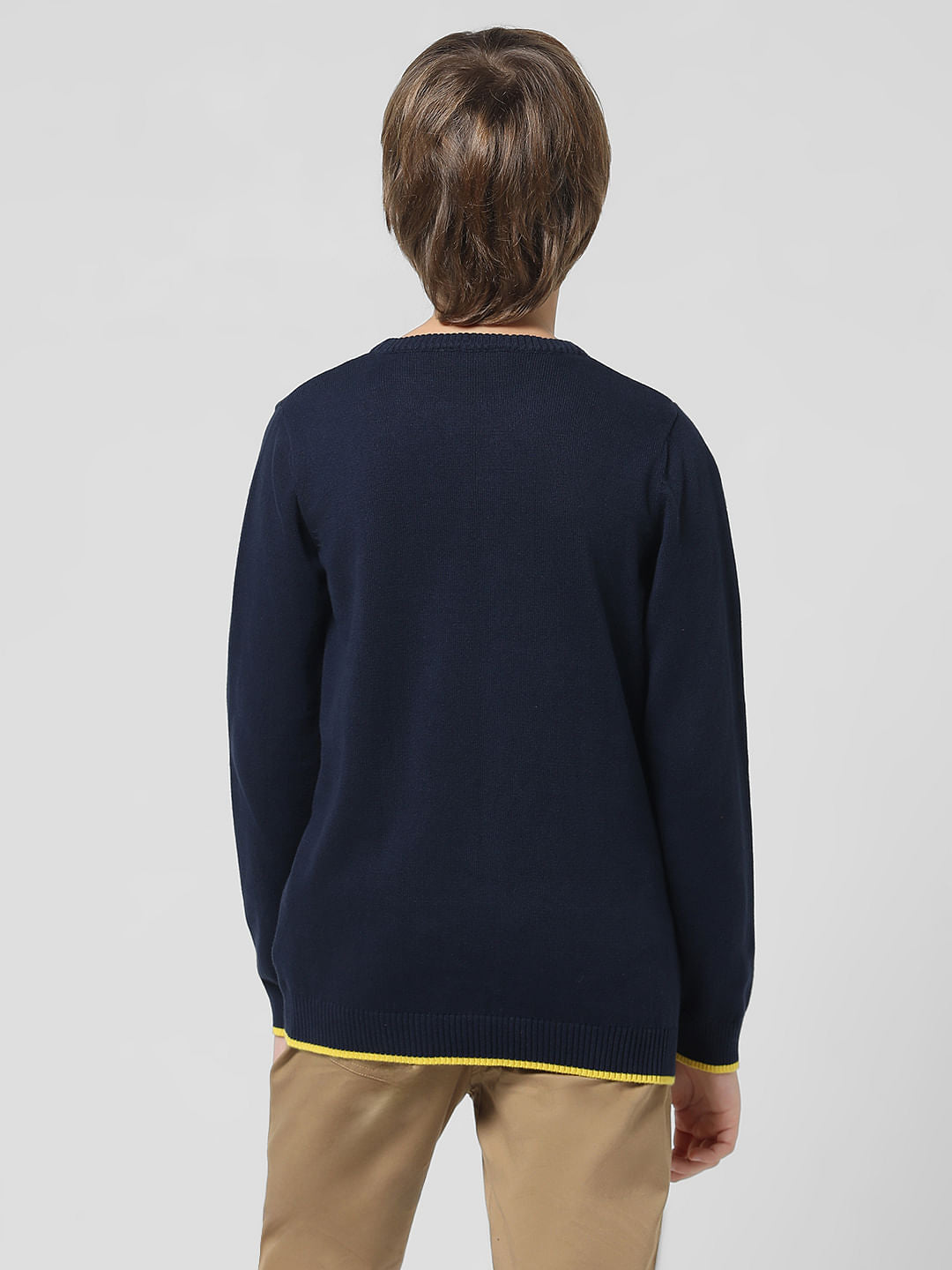 Navy Blue Logo Print Pullover