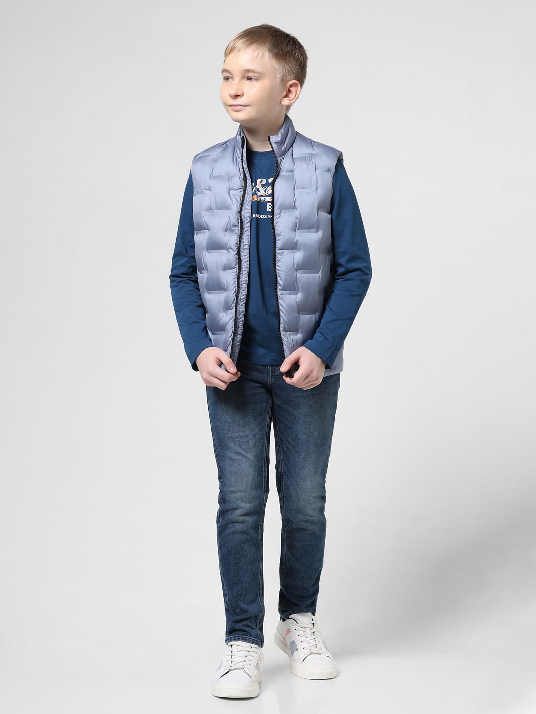 Silver-Blue Puffer Vest