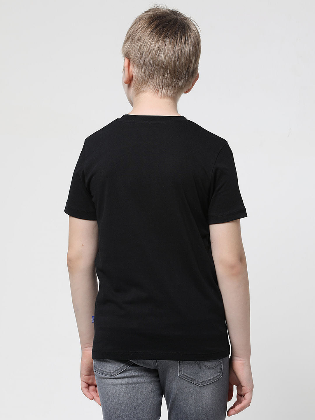 Boys Black Logo Print Crew Neck T-shirt