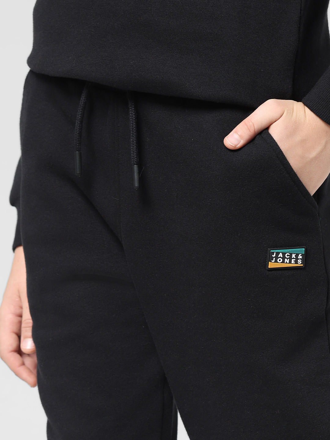 JUNIOR BOYS Black Printed Co-ord Set Sweatpants