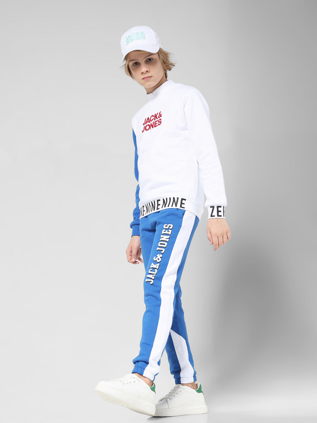 JUNIOR BOYS Blue Colourblocked Co-ord Set Sweatpants