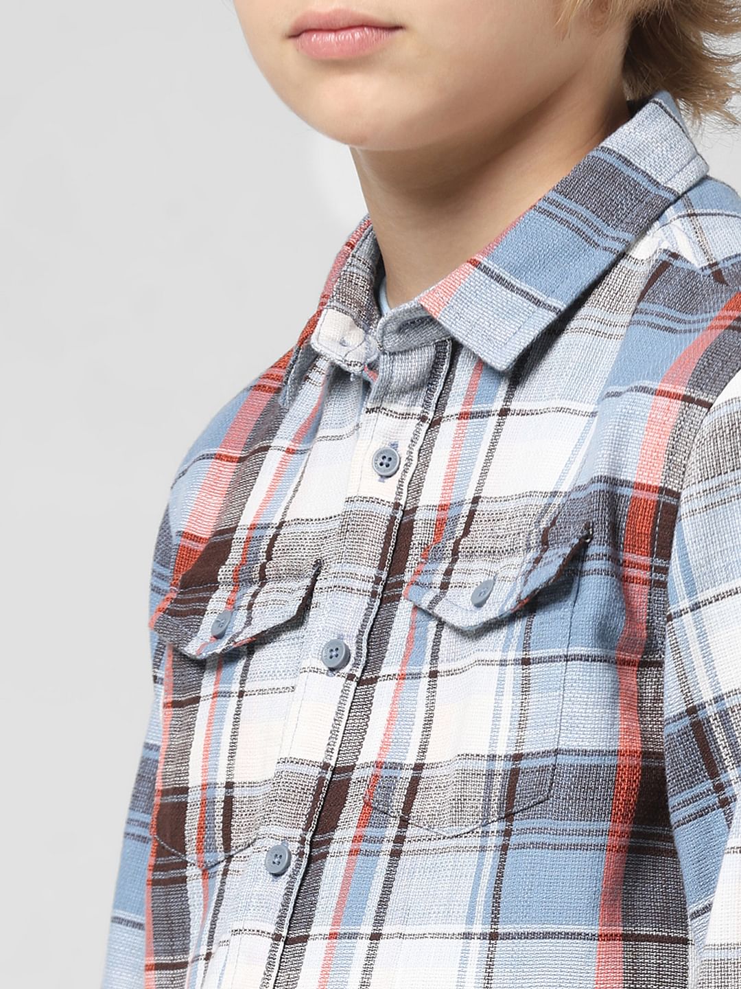 JUNIOR BOYS White Check Full Sleeves Shirt